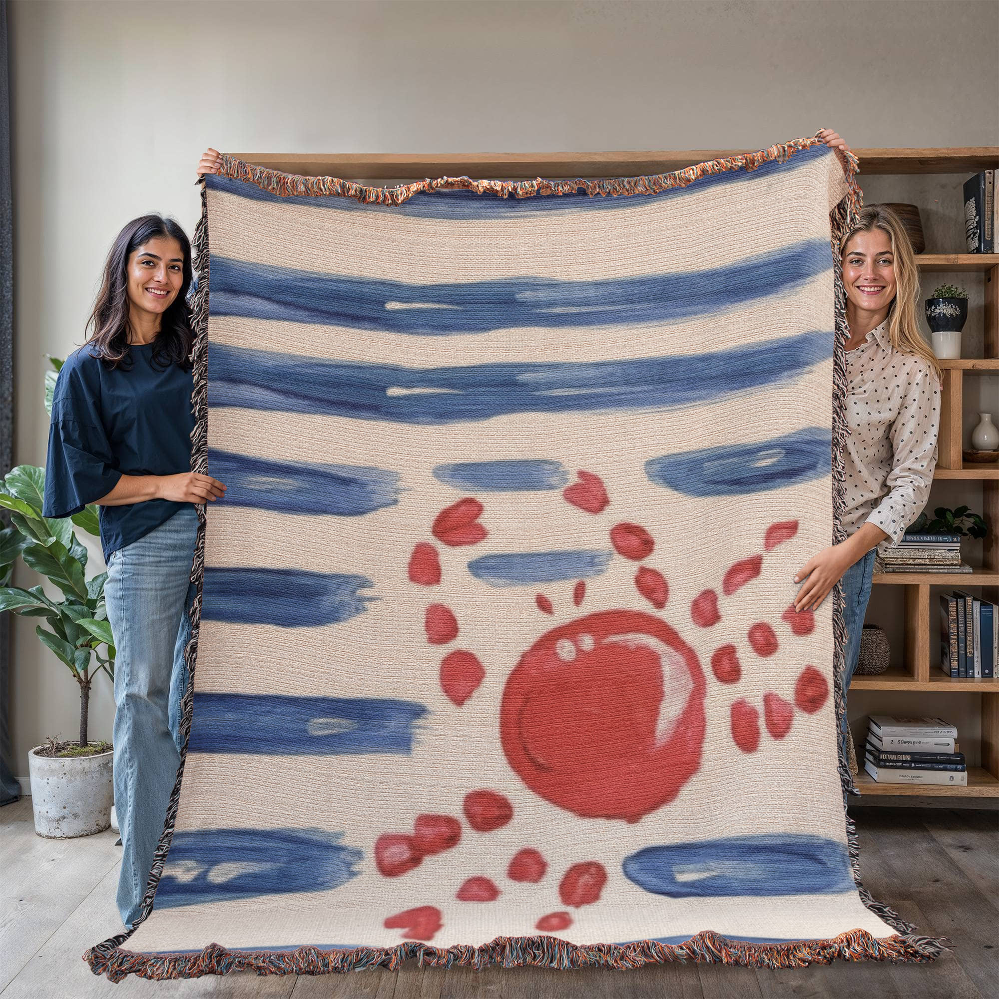 Personalized Nautical Blanket | Painted Crab Cotton Throw