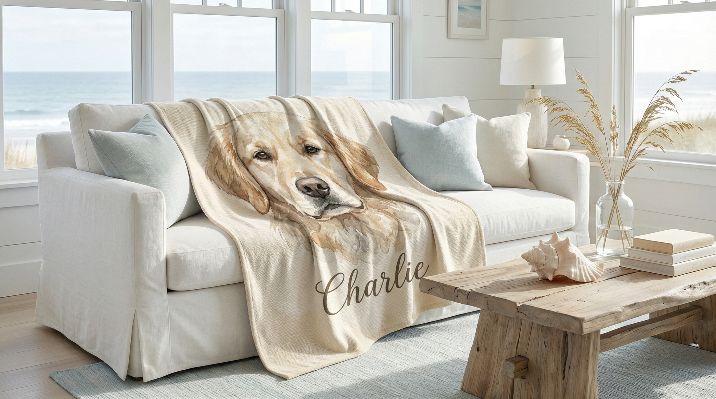 Personalized Dog Breed Blanket | Custom Pet Name Watercolor Throw