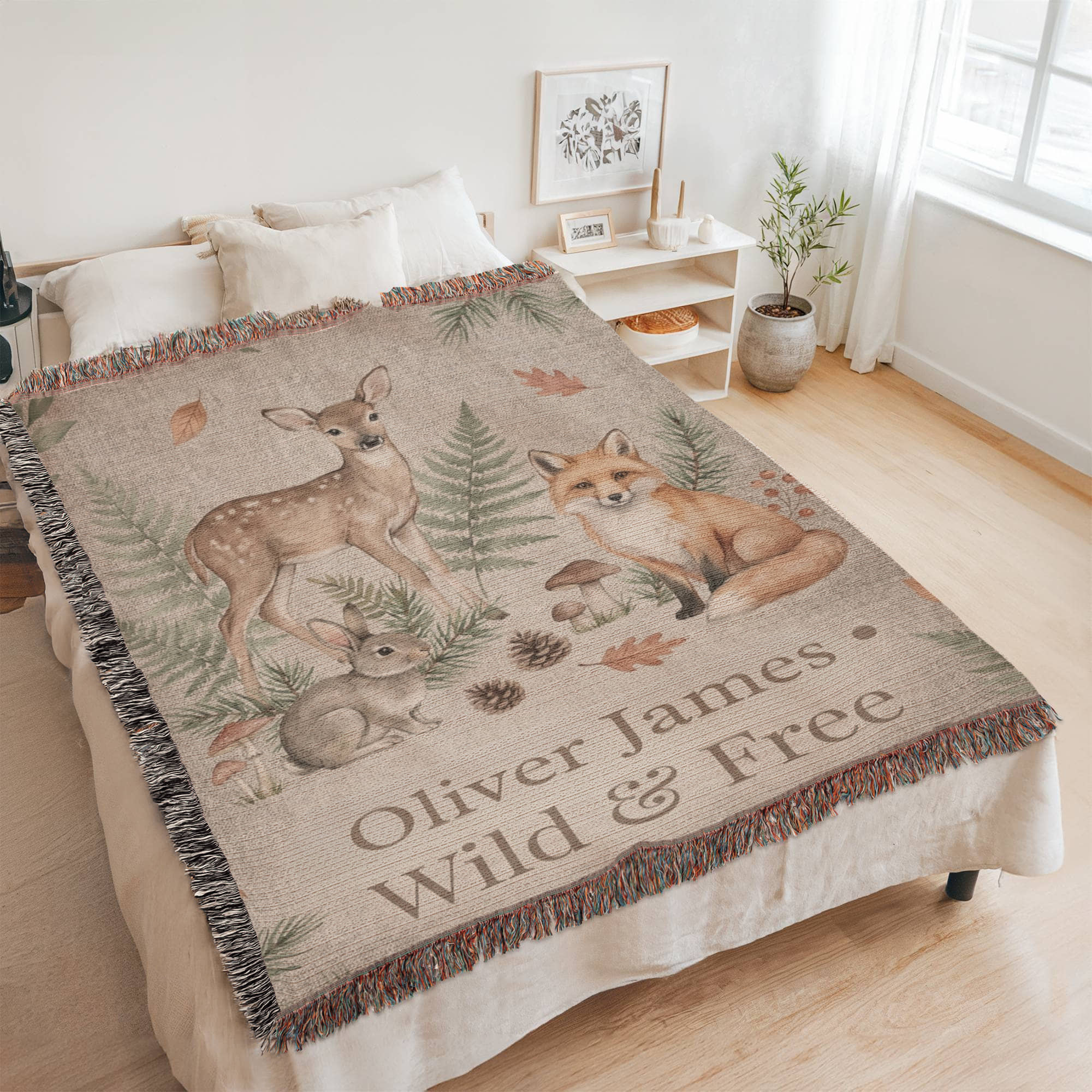 Personalized Baby Blanket | Woodland Animals Cotton Throw