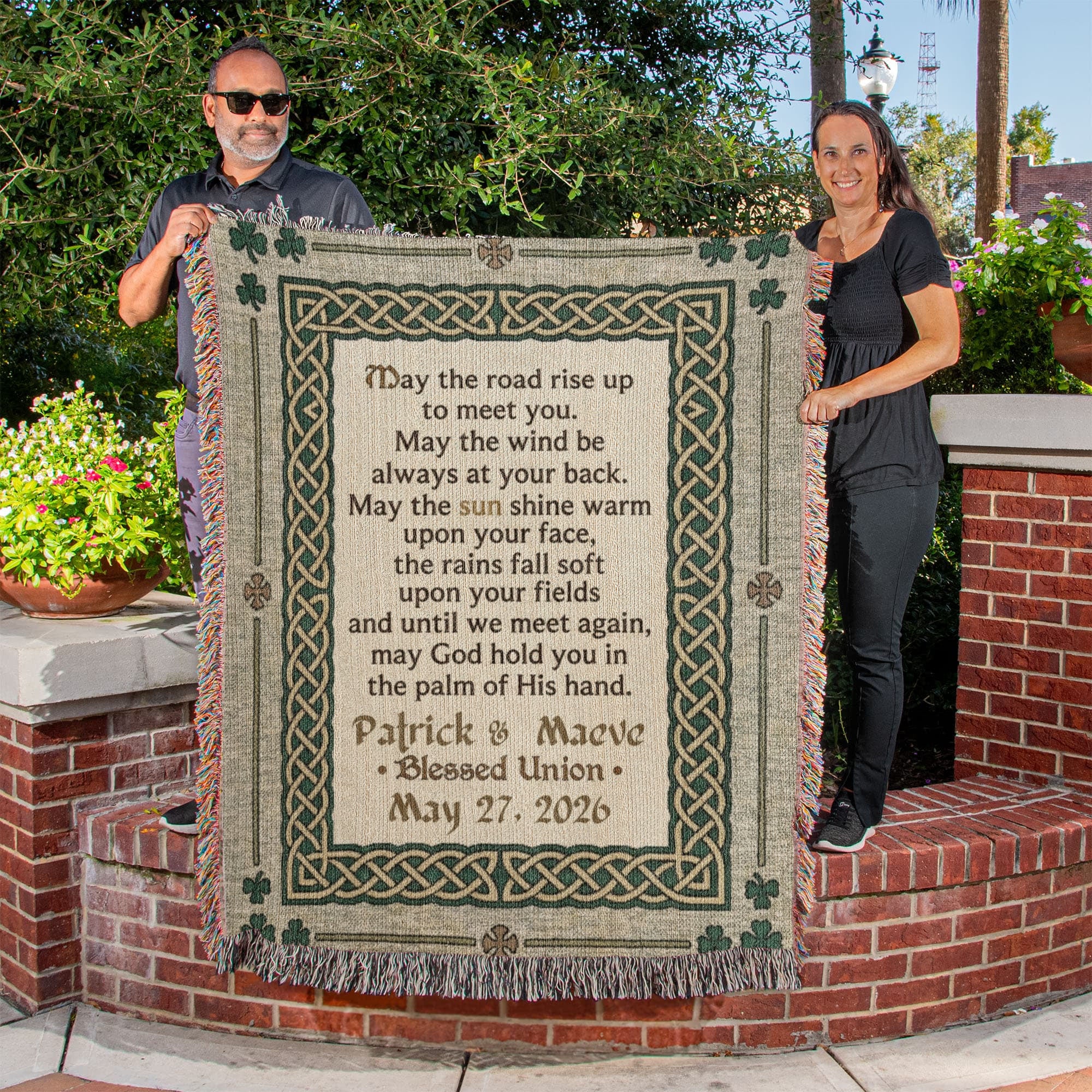 Personalized Irish Blessing Blanket | Celtic Knot Cotton Throw
