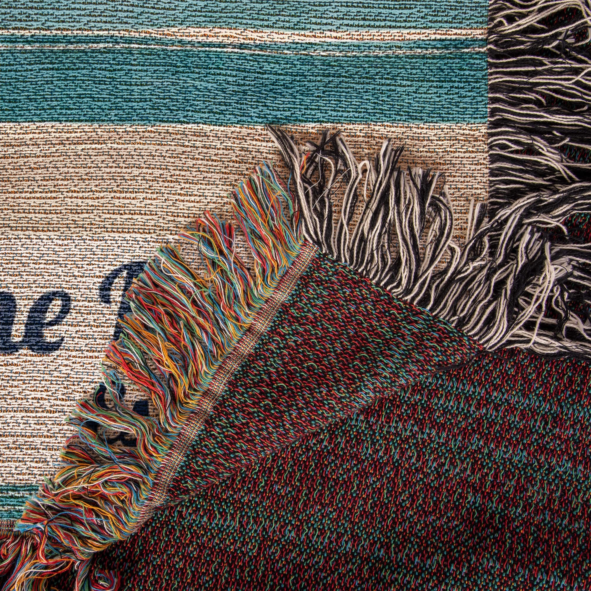 Personalized Beach House Blanket | Farmhouse Stripe Cotton Throw