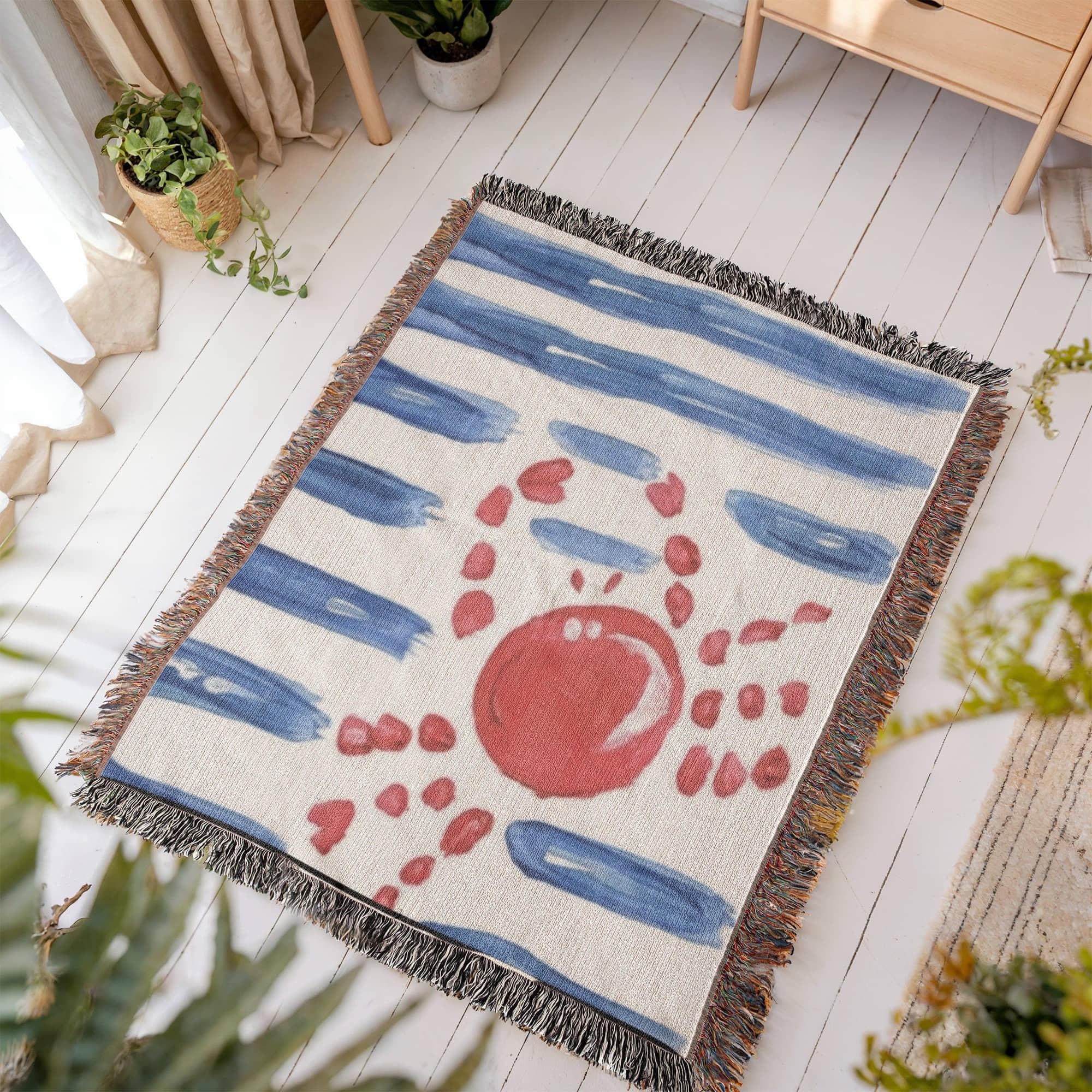 Personalized Nautical Blanket | Painted Crab Cotton Throw
