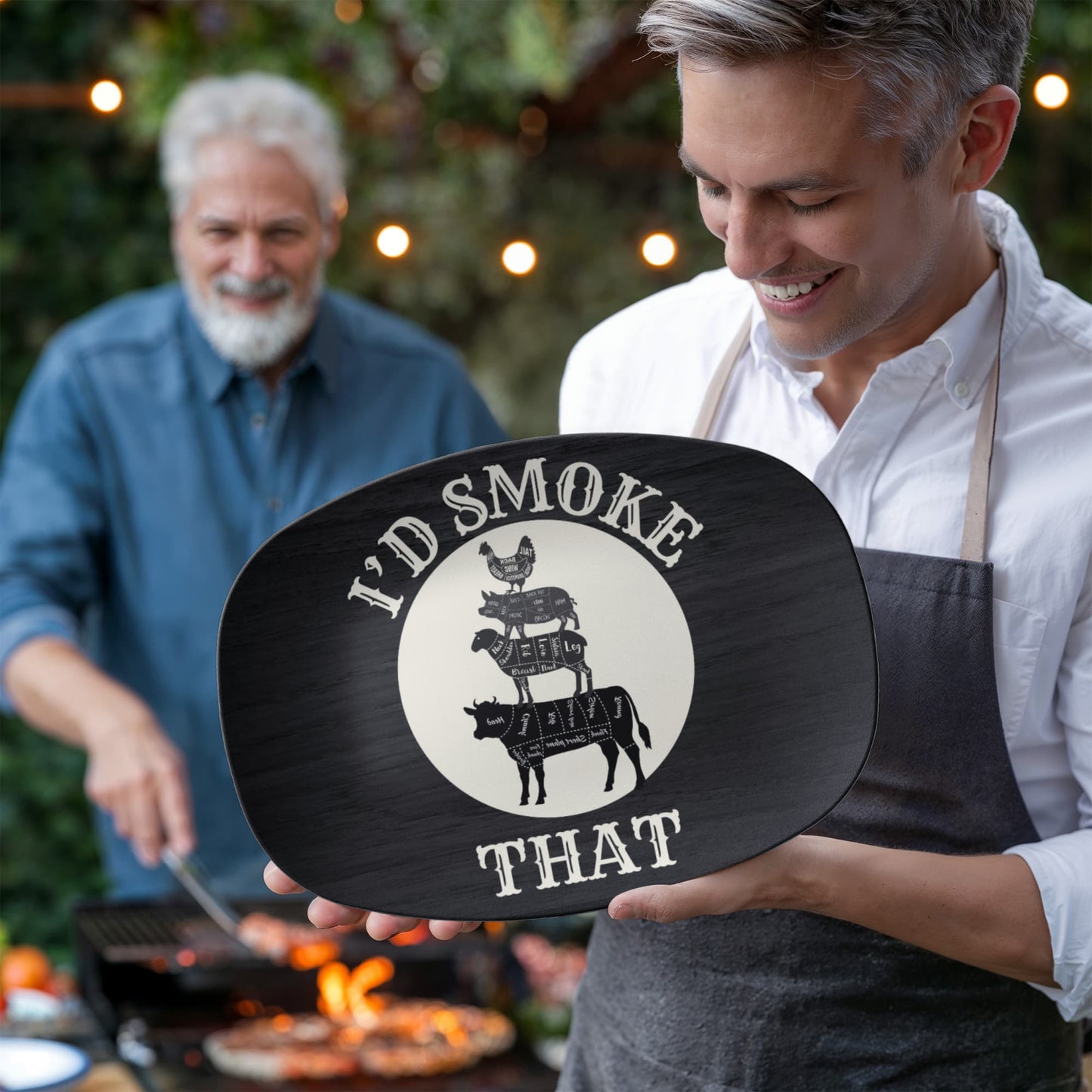 BBQ Gifts for Grill Master Grilling Plate Dad Gift from Kids Custom Platter Gift for Grandpa