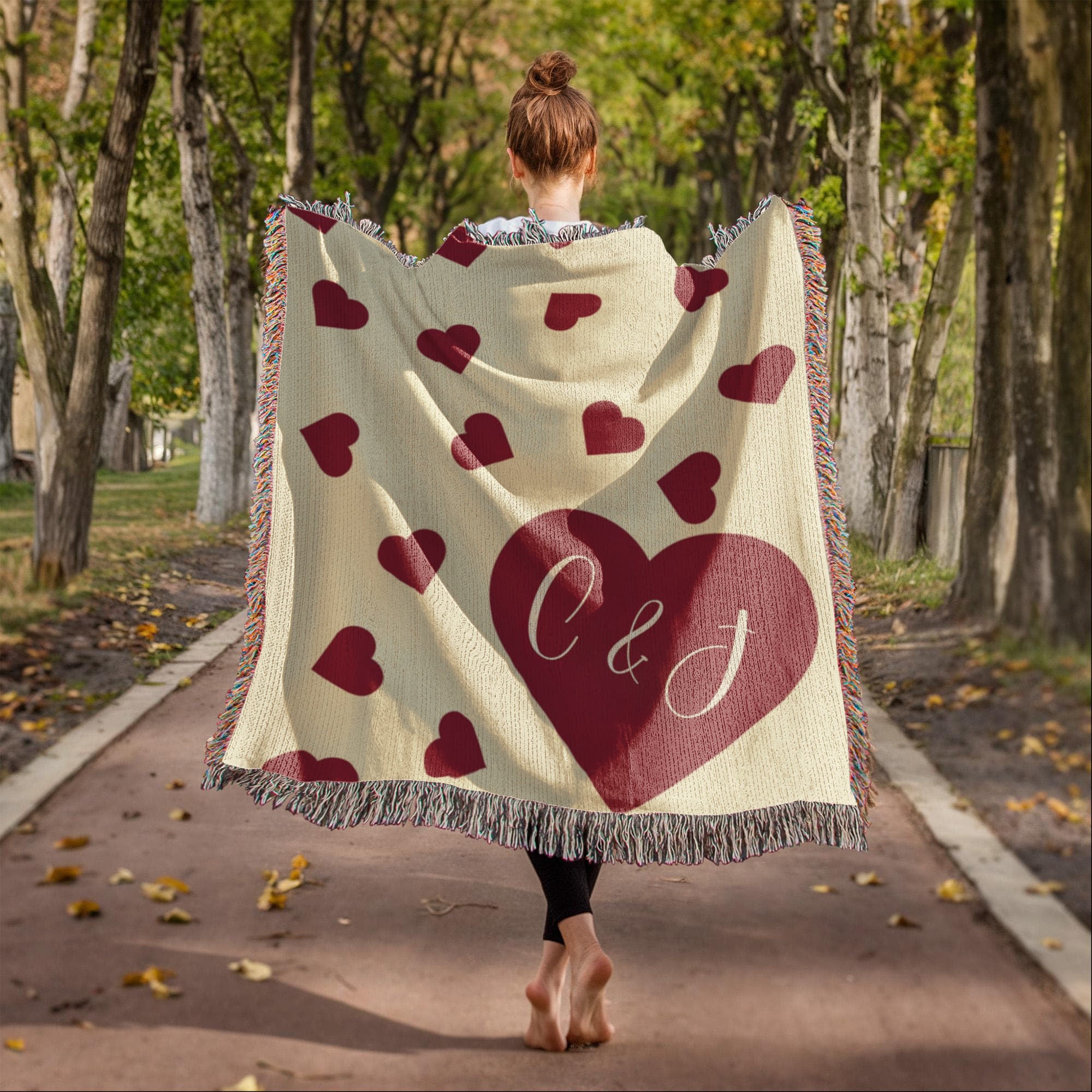 Personalized Couples Blanket | Floating Hearts Cotton Throw