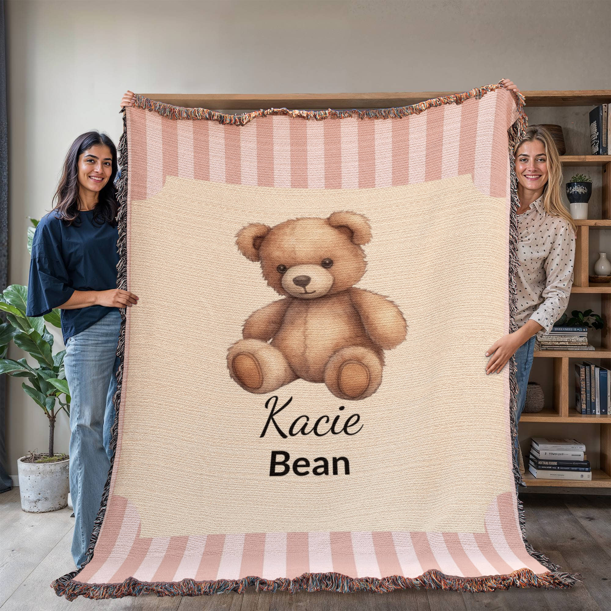 Personalized Baby Blanket | Teddy Bear Cotton Throw