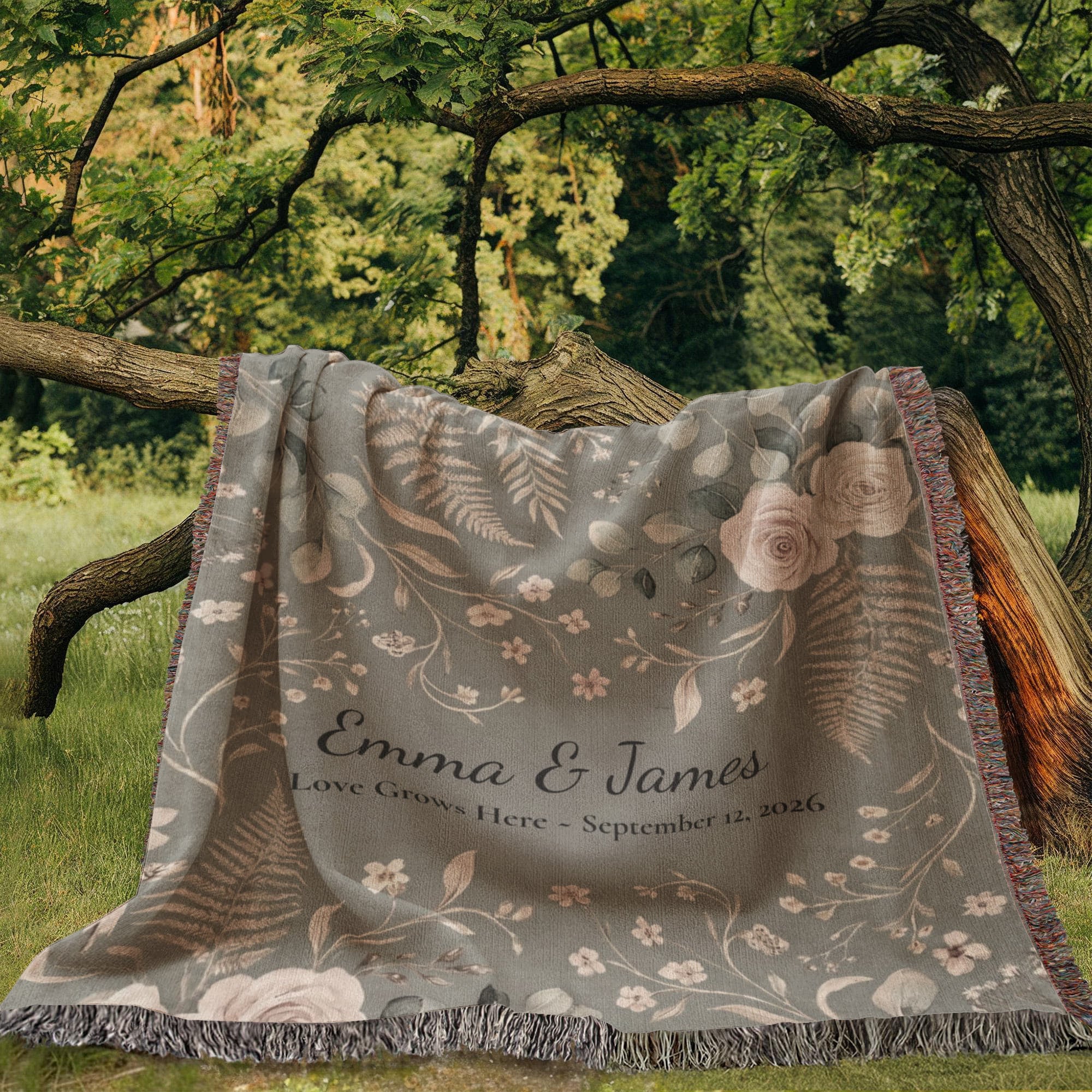 Personalized Floral Blanket