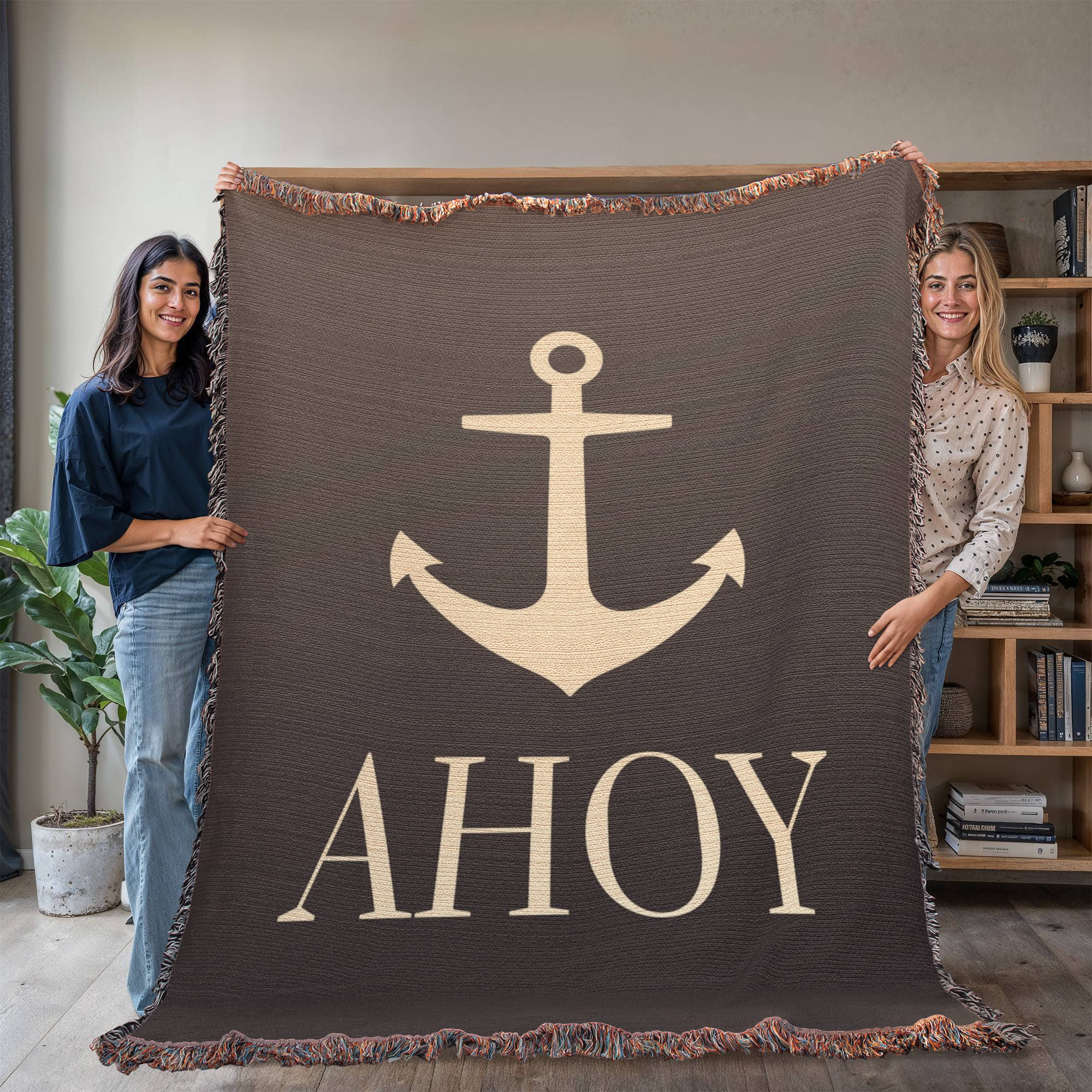 Personalized Nautical Blanket | Anchor Cotton Throw