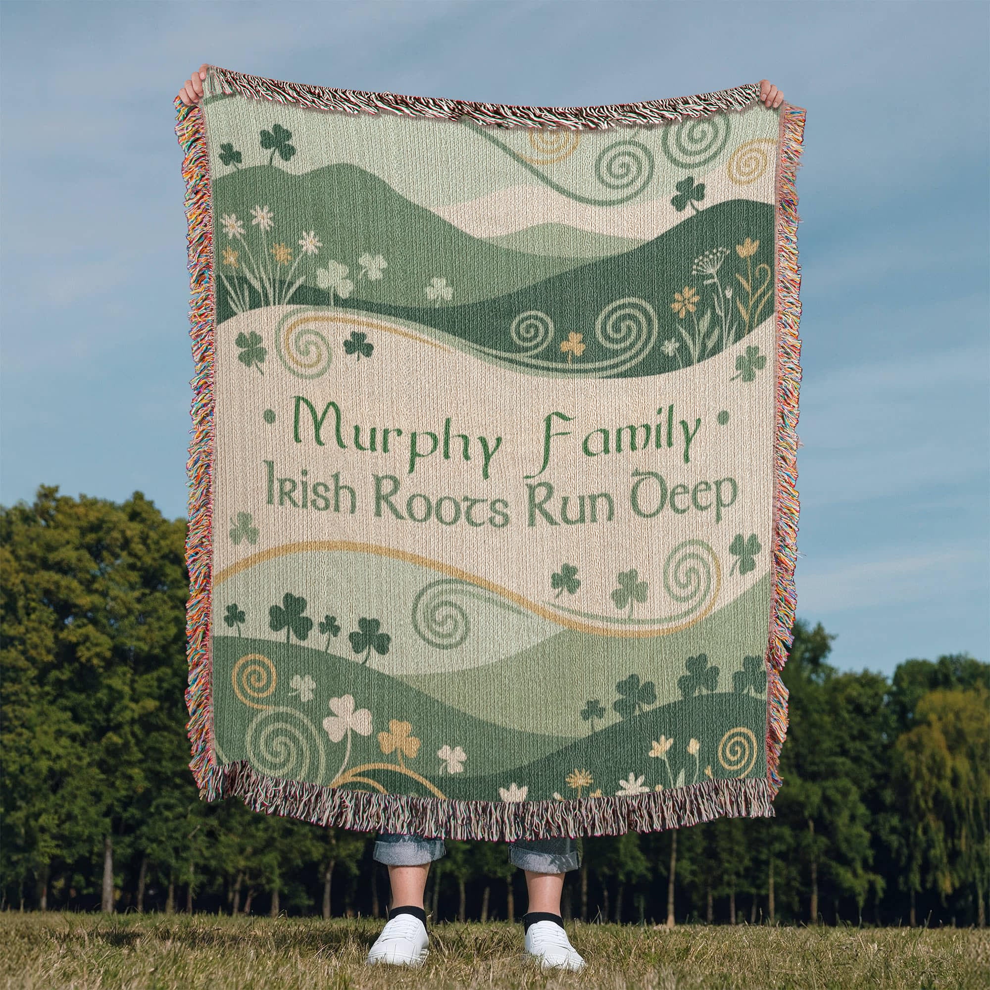 Personalized Irish Family Blanket | Rolling Hills Cotton Throw