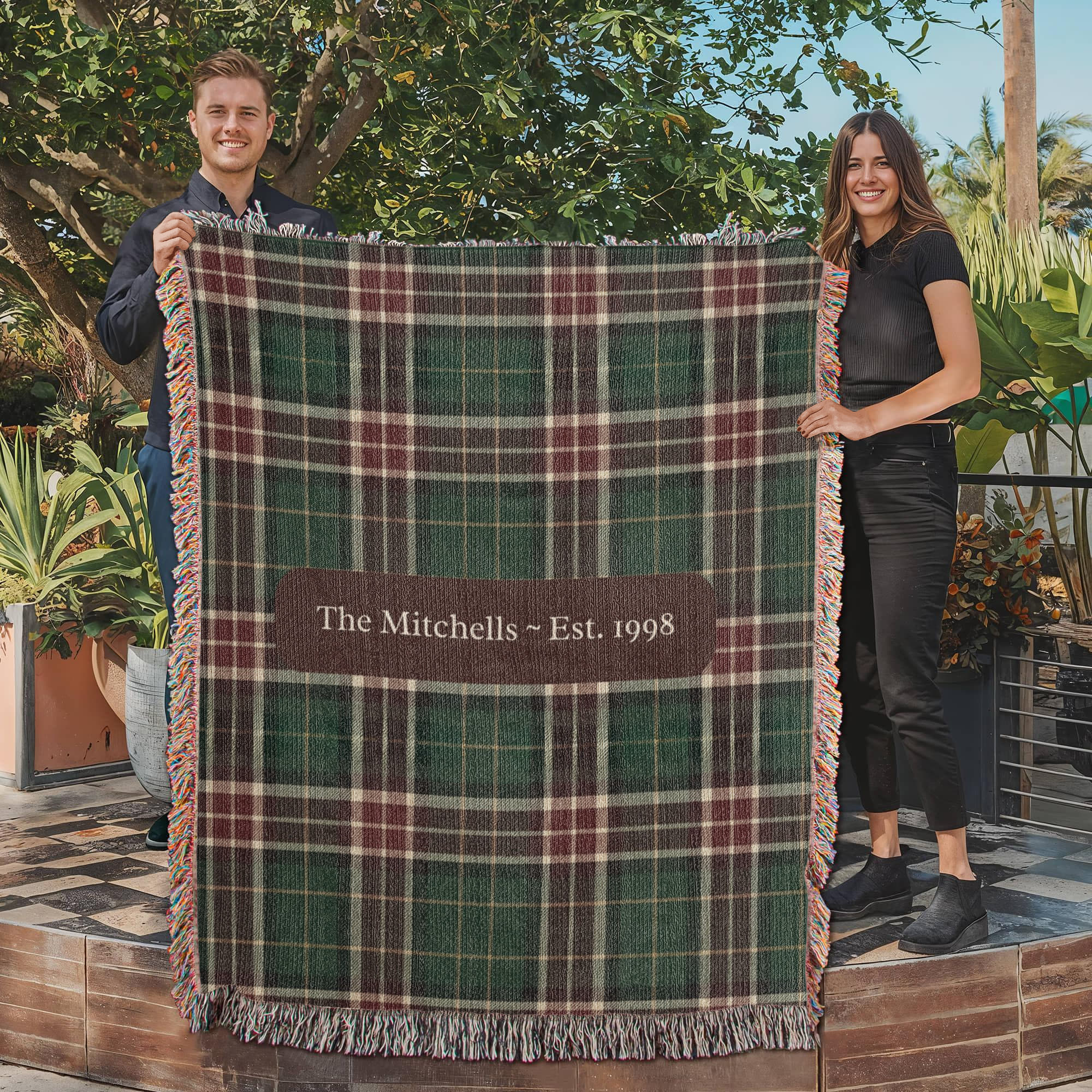 Personalized Irish Tartan Family Blanket