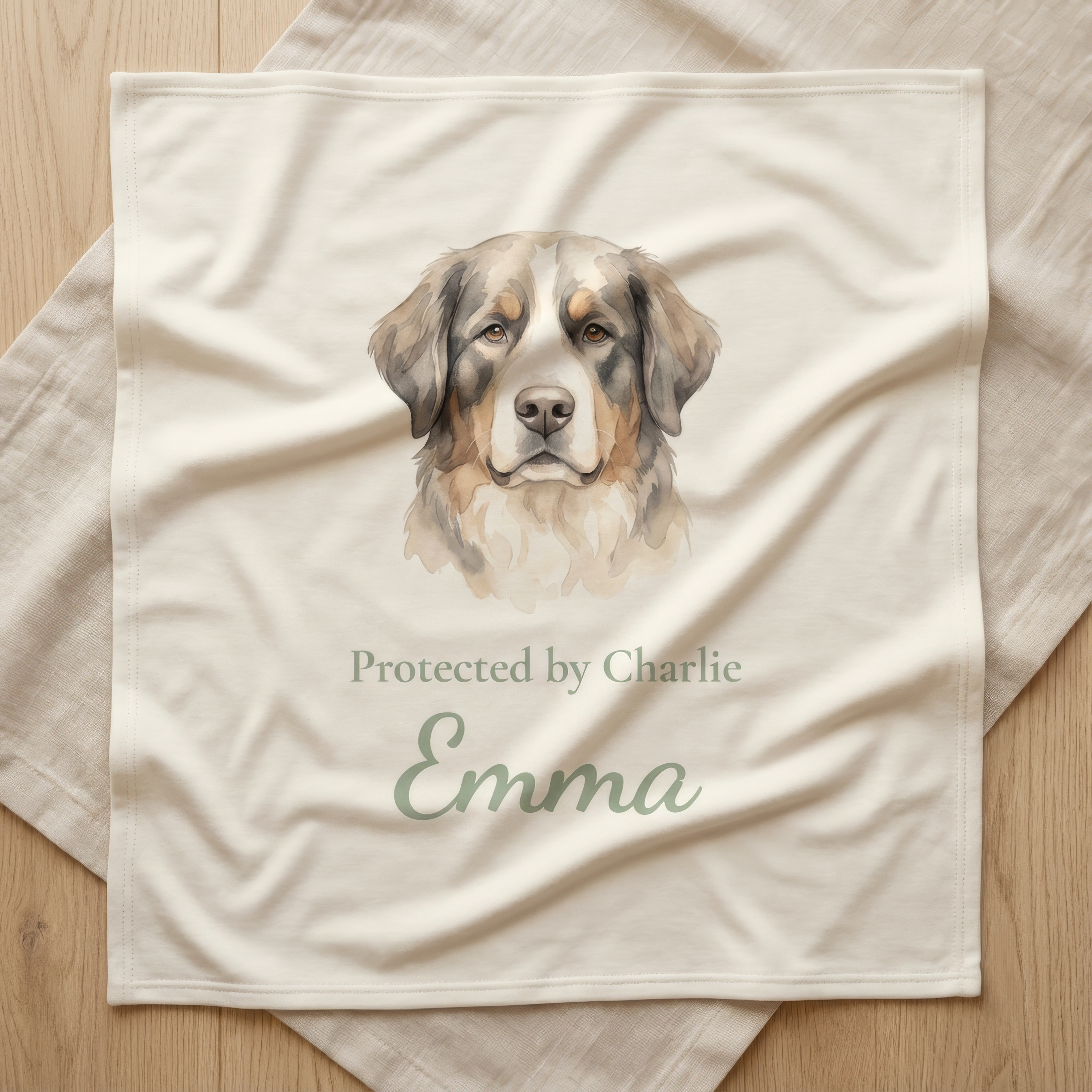 Personalized Baby Dog Name Gift • Custom Newborn Name Blanket • Baby & Pet Announcement • Newborn Photo Prop • Baby Shower Gift