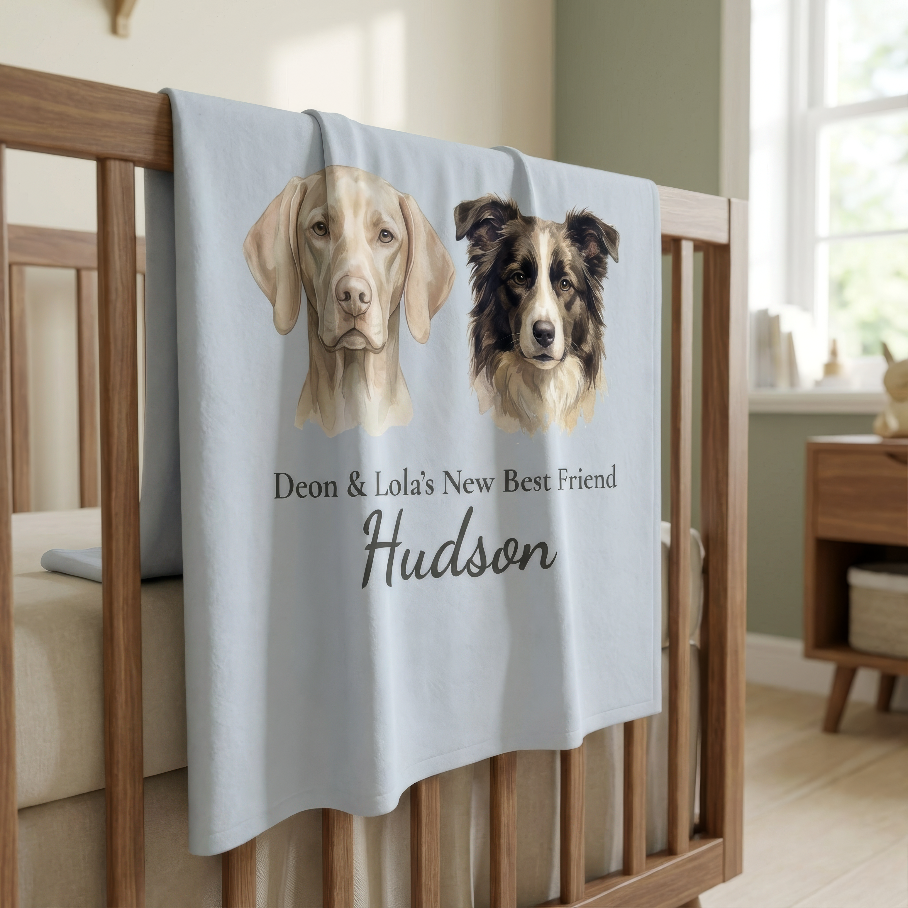 Personalized Baby Dog Name Gift • Custom Newborn Name Blanket • Baby & Pet Announcement • Newborn Photo Prop • Baby Shower Gift