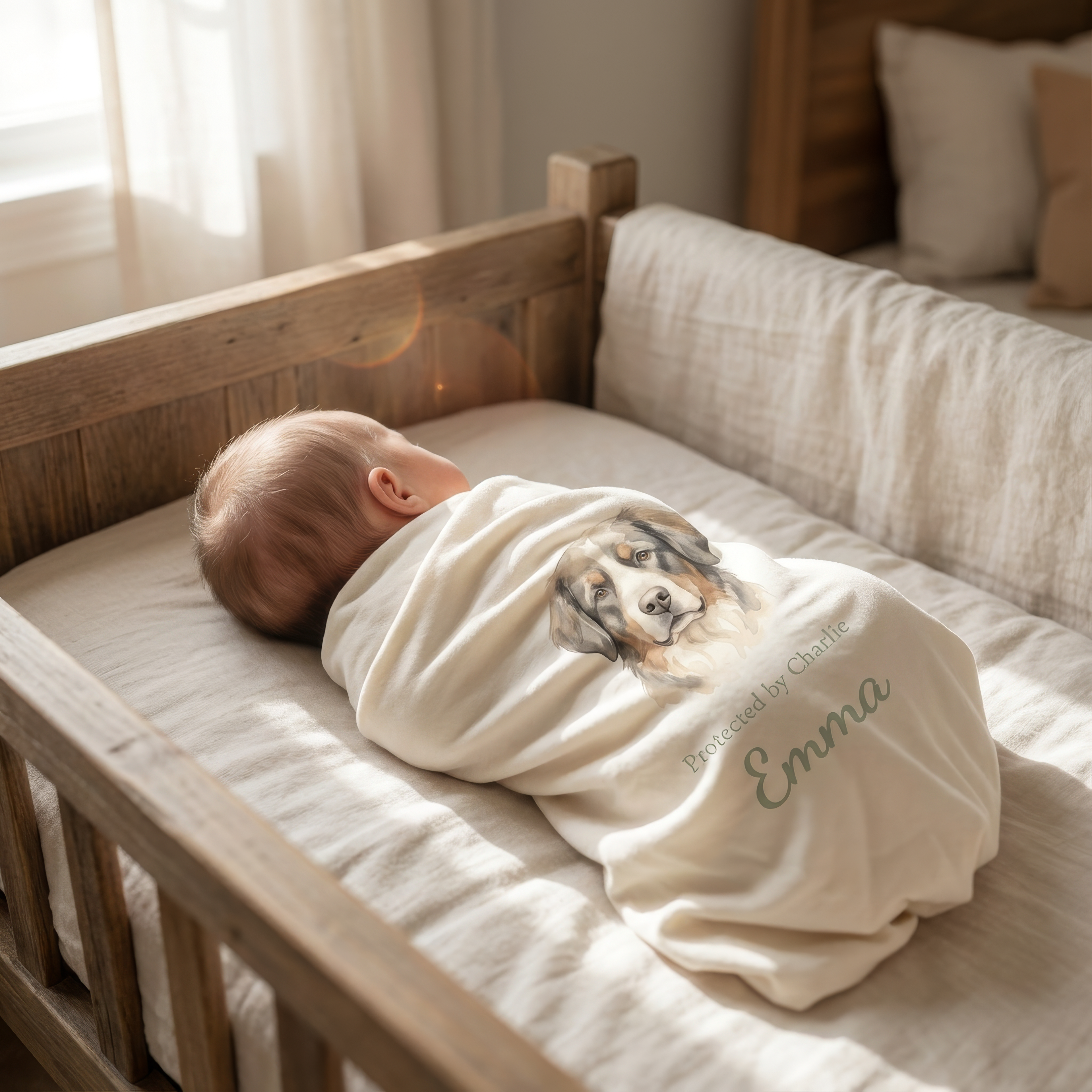 Personalized Baby Dog Name Gift • Custom Newborn Name Blanket • Baby & Pet Announcement • Newborn Photo Prop • Baby Shower Gift