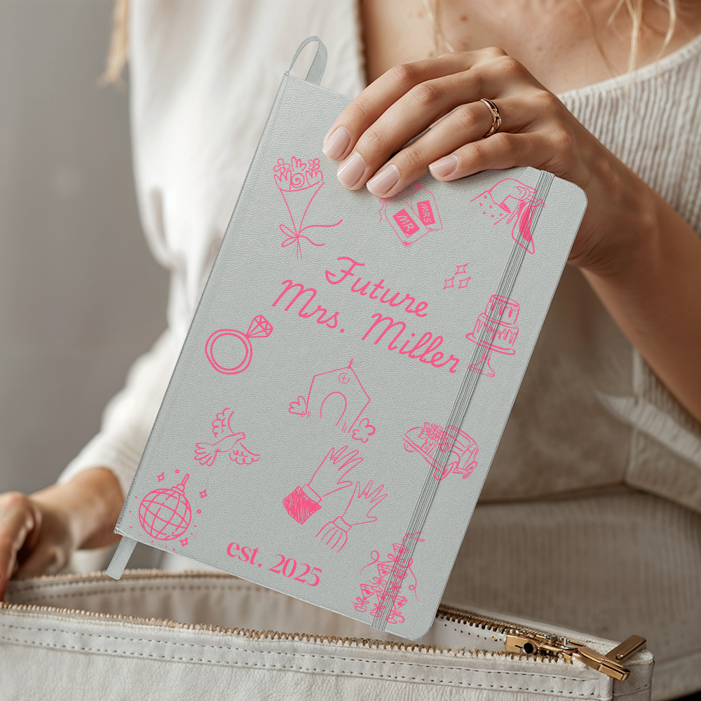 Personalized Engagement Journal Wedding Planner Pink