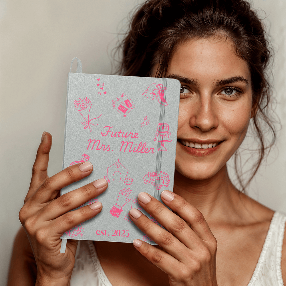 Personalized Engagement Journal Wedding Planner Pink