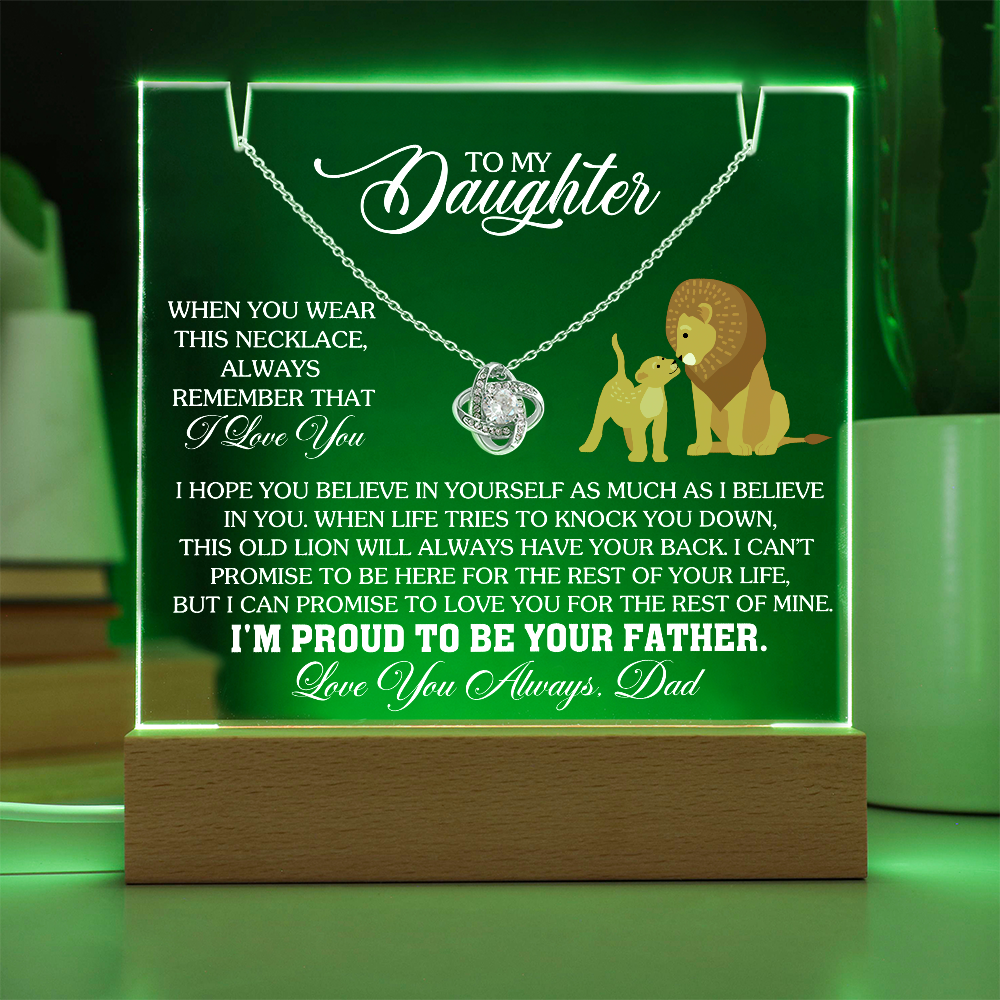 Father Daughter Necklace and Square Acrylic