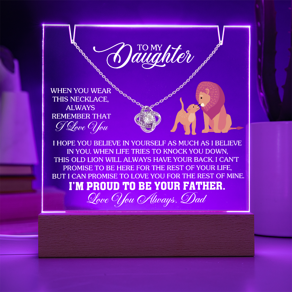 Father Daughter Necklace and Square Acrylic