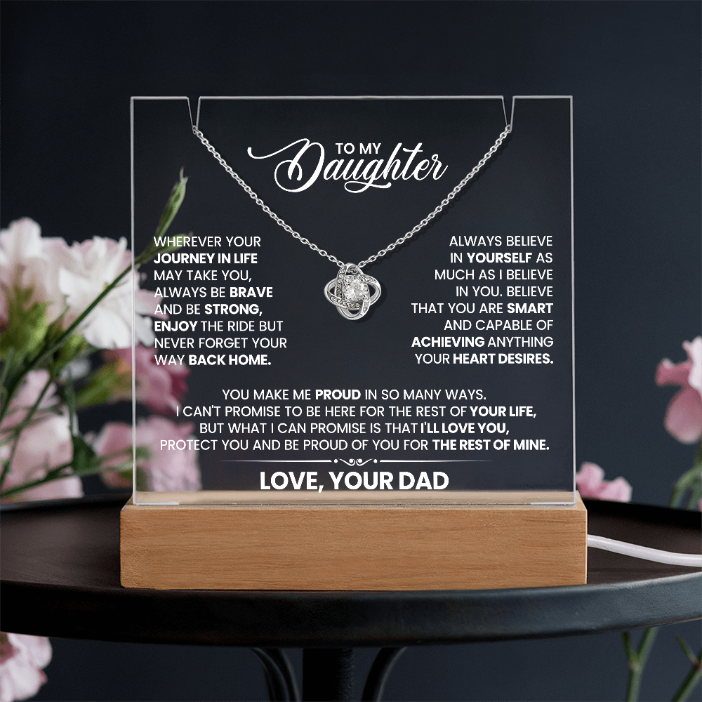 For Daughter Knotted Heart Necklace with Premium Square Acrylic