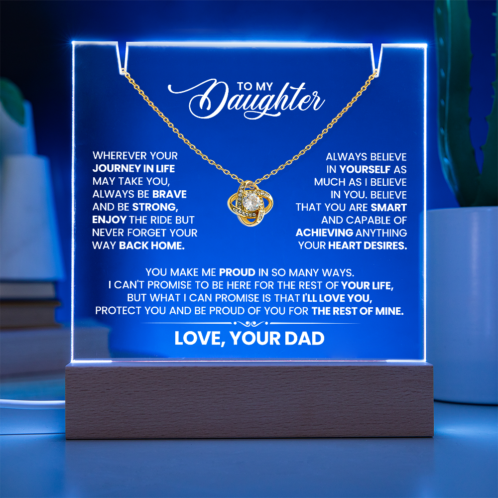 For Daughter Knotted Heart Necklace with Premium Square Acrylic