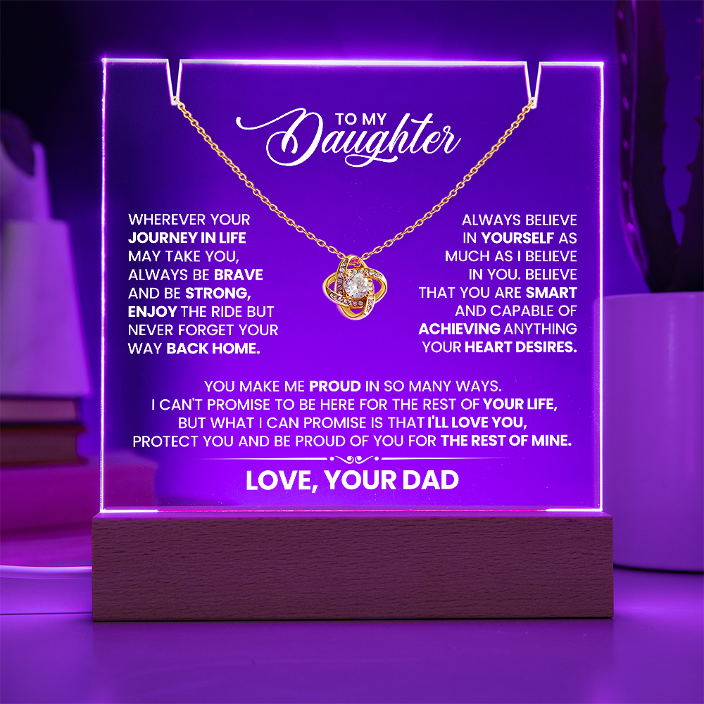For Daughter Knotted Heart Necklace with Premium Square Acrylic