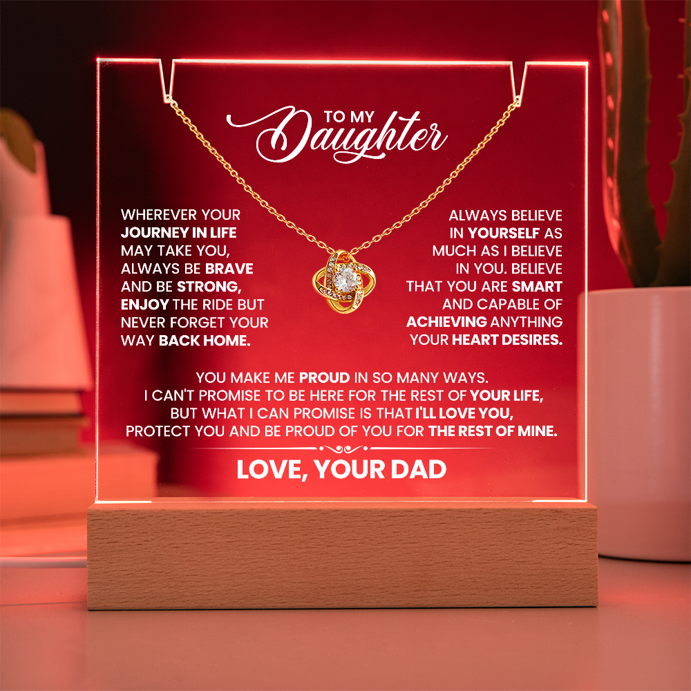 For Daughter Knotted Heart Necklace with Premium Square Acrylic