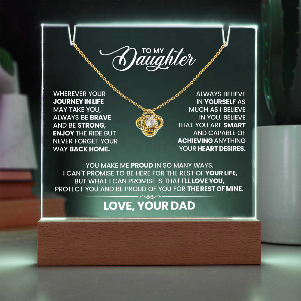 For Daughter Knotted Heart Necklace with Premium Square Acrylic