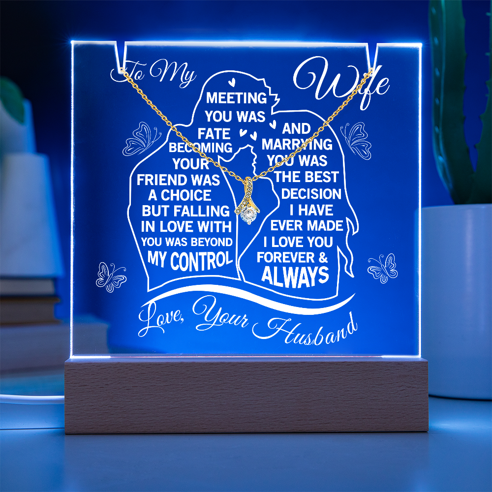 I Love my Wife Pendant Necklace and LED Square Acrylic