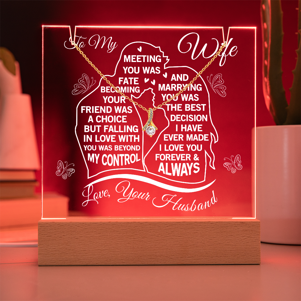 I Love my Wife Pendant Necklace and LED Square Acrylic