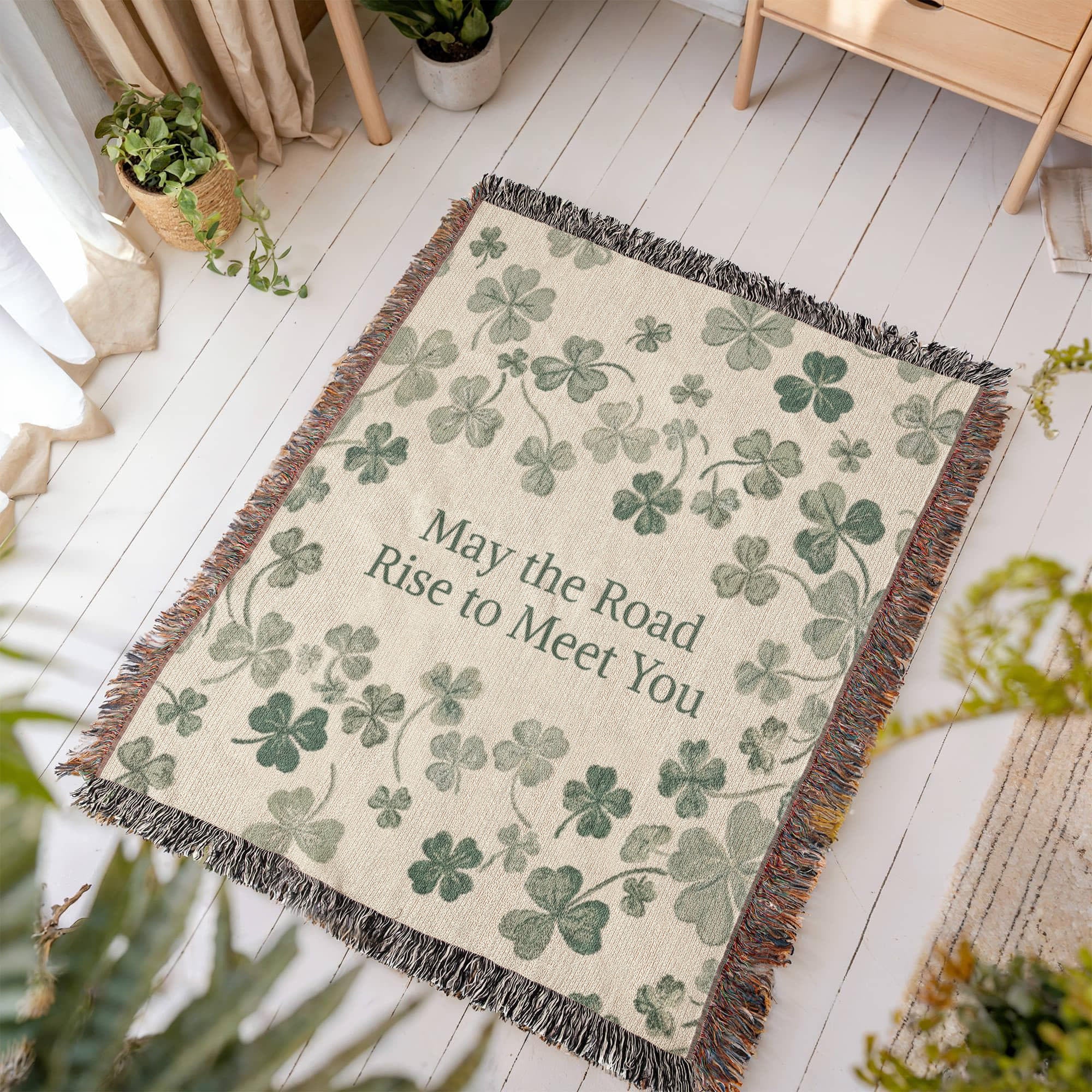 Irish Blessing Blanket Gift| Shamrock Cotton Throw