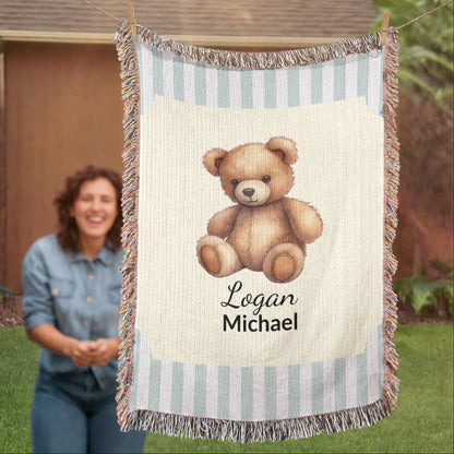 Personalized Baby Blanket | Teddy Bear Cotton Throw