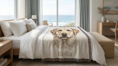 Personalized Dog Breed Blanket | Custom Pet Name Watercolor Throw