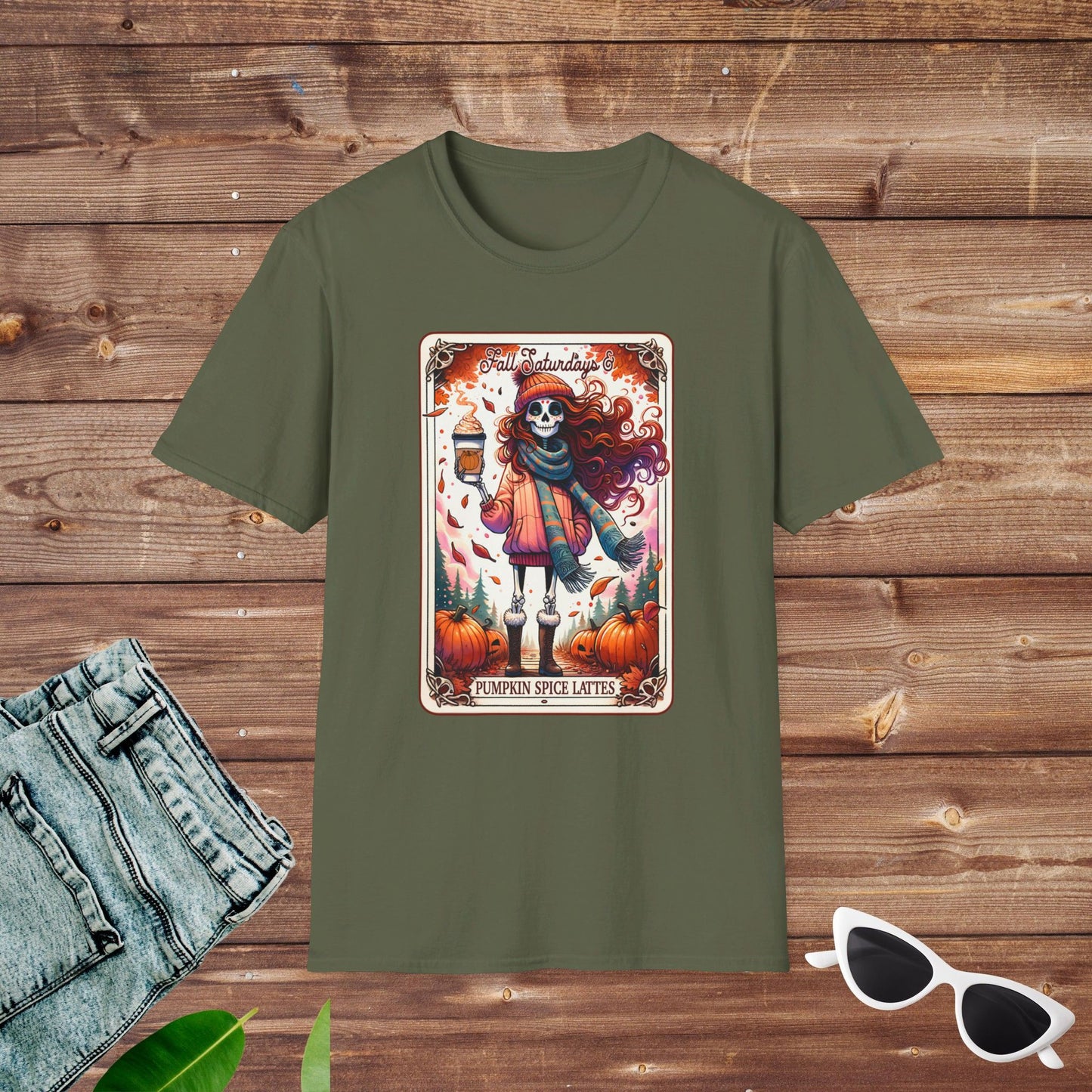 Fall Pumpkin Spice Latte Skeleton T Shirt