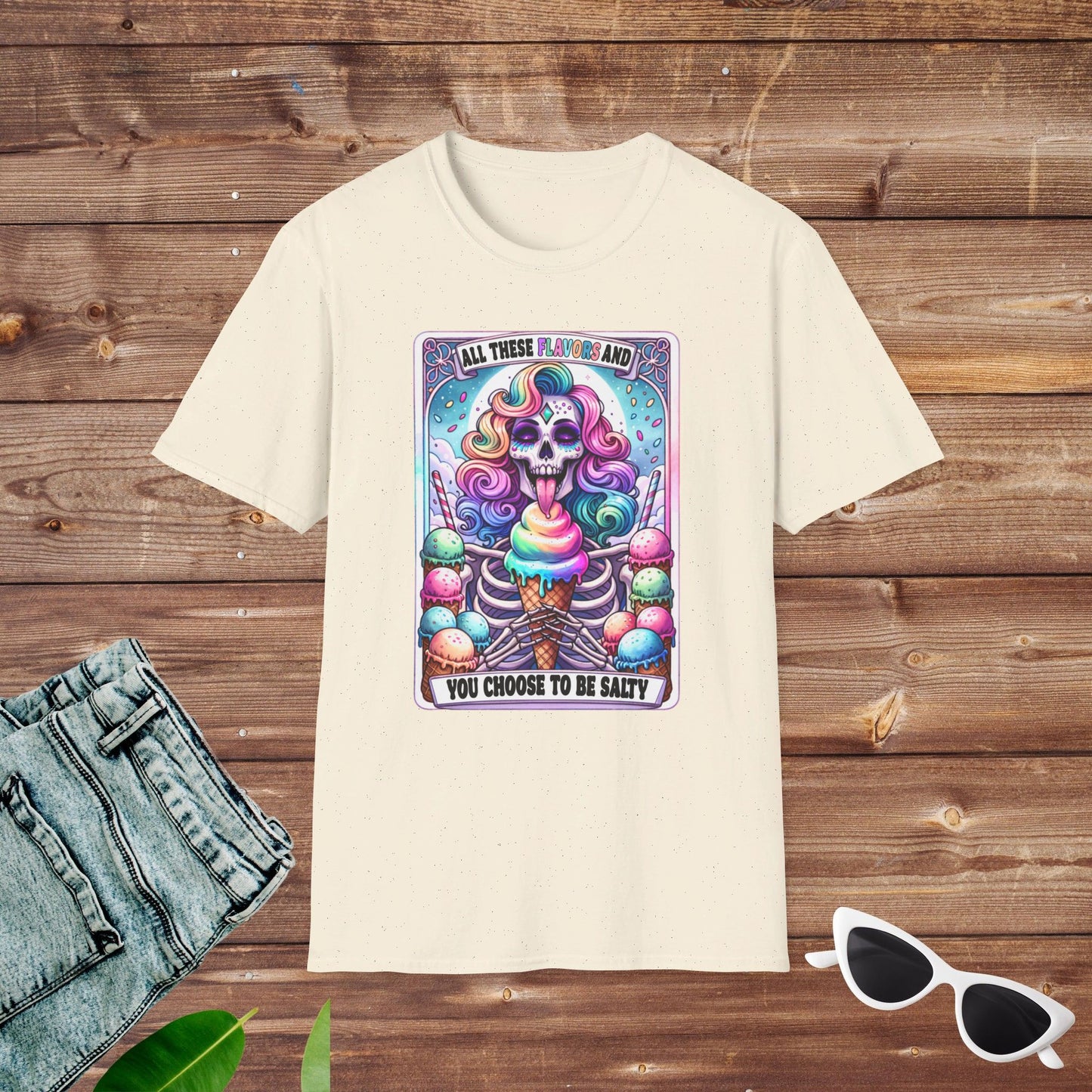 Ice Cream Flavors Salty Skeleton Tarot T Shirt