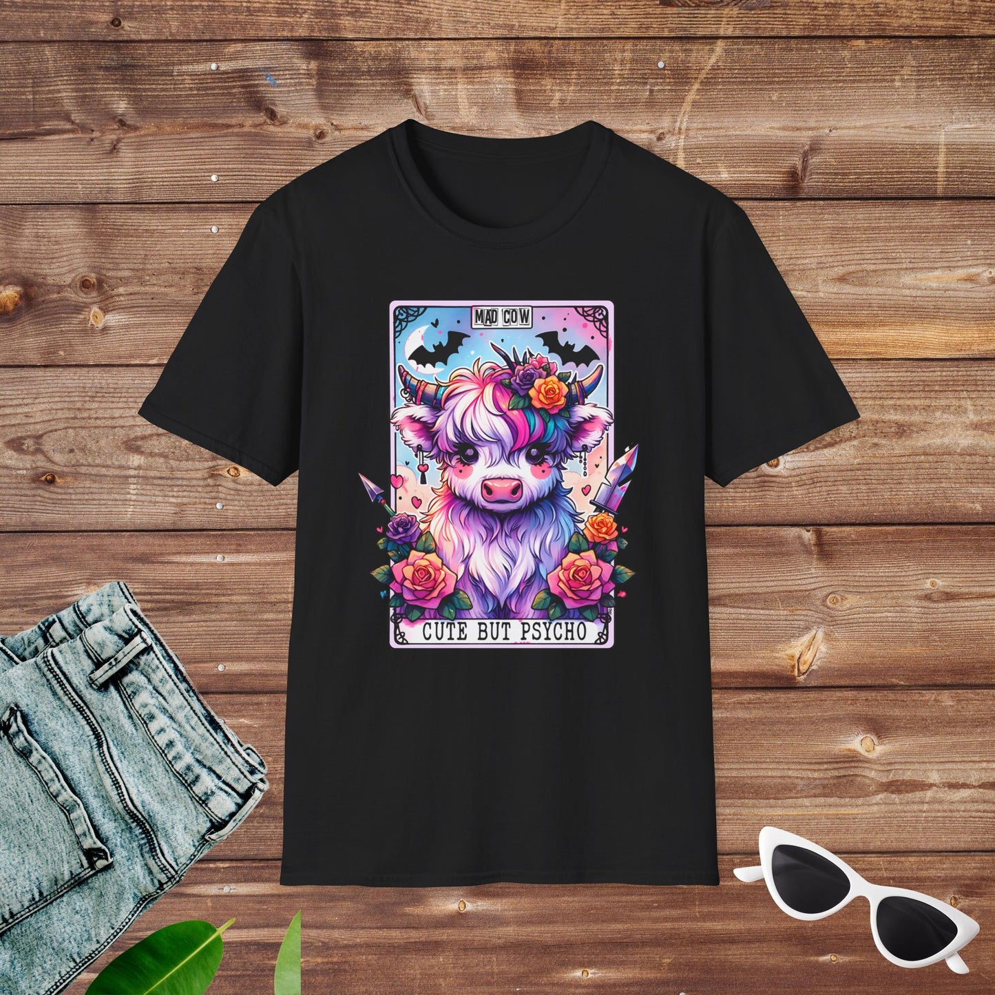 Pastel Goth Highland Cow Cute but Psycho Tarot T Shirt