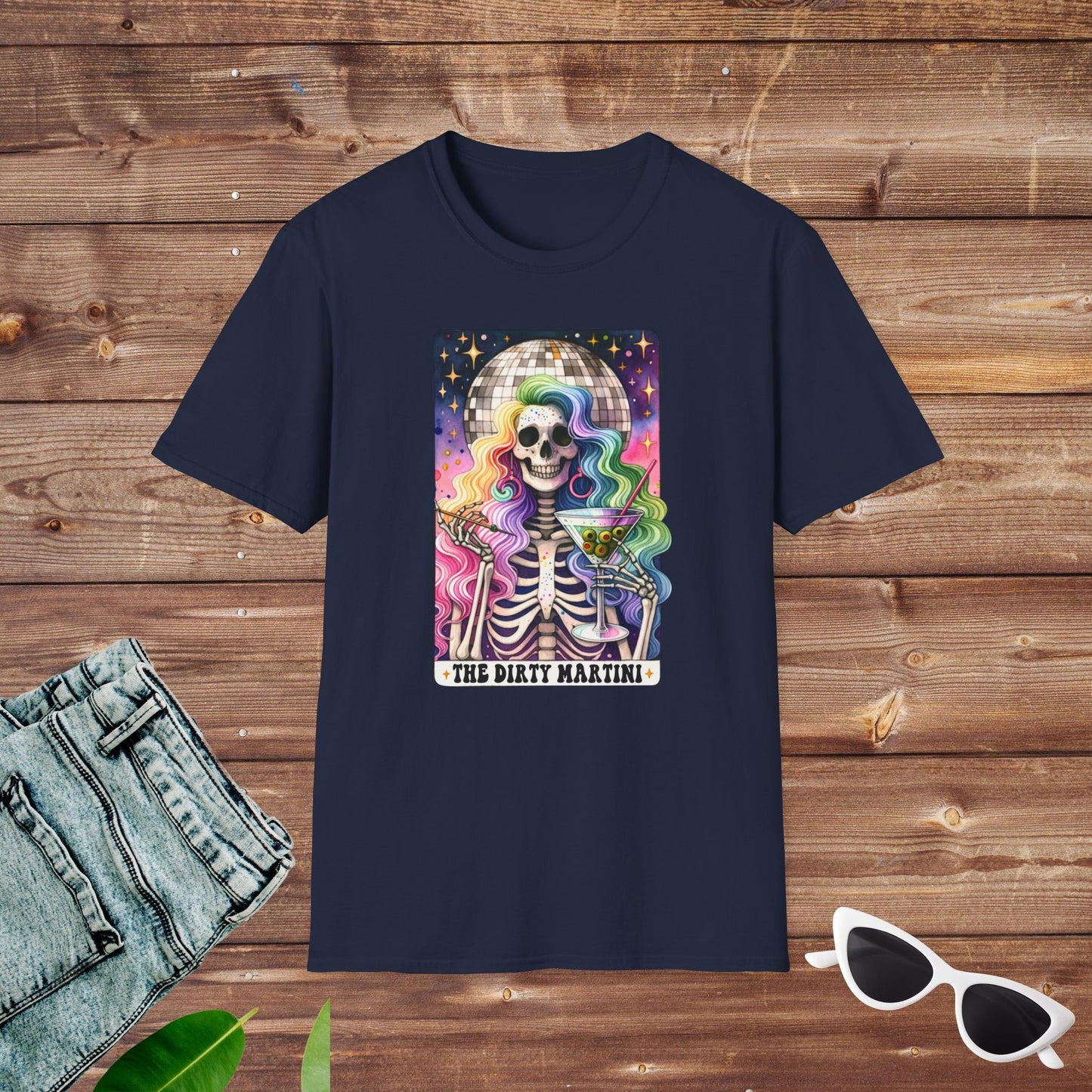 Dirty Martini Disco Ball Skeleton Tarot T Shirt