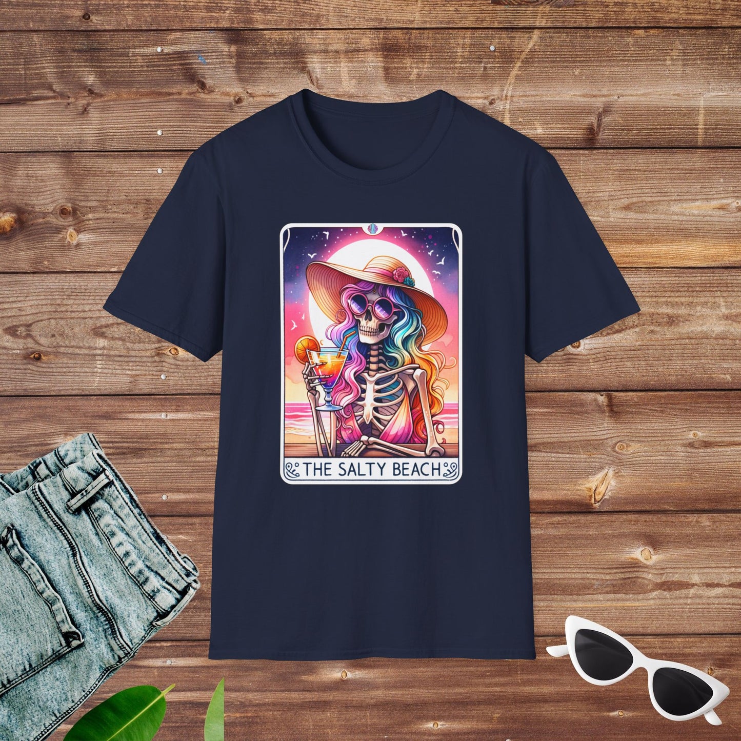 Salty Beach Skeleton Tarot T Shirt