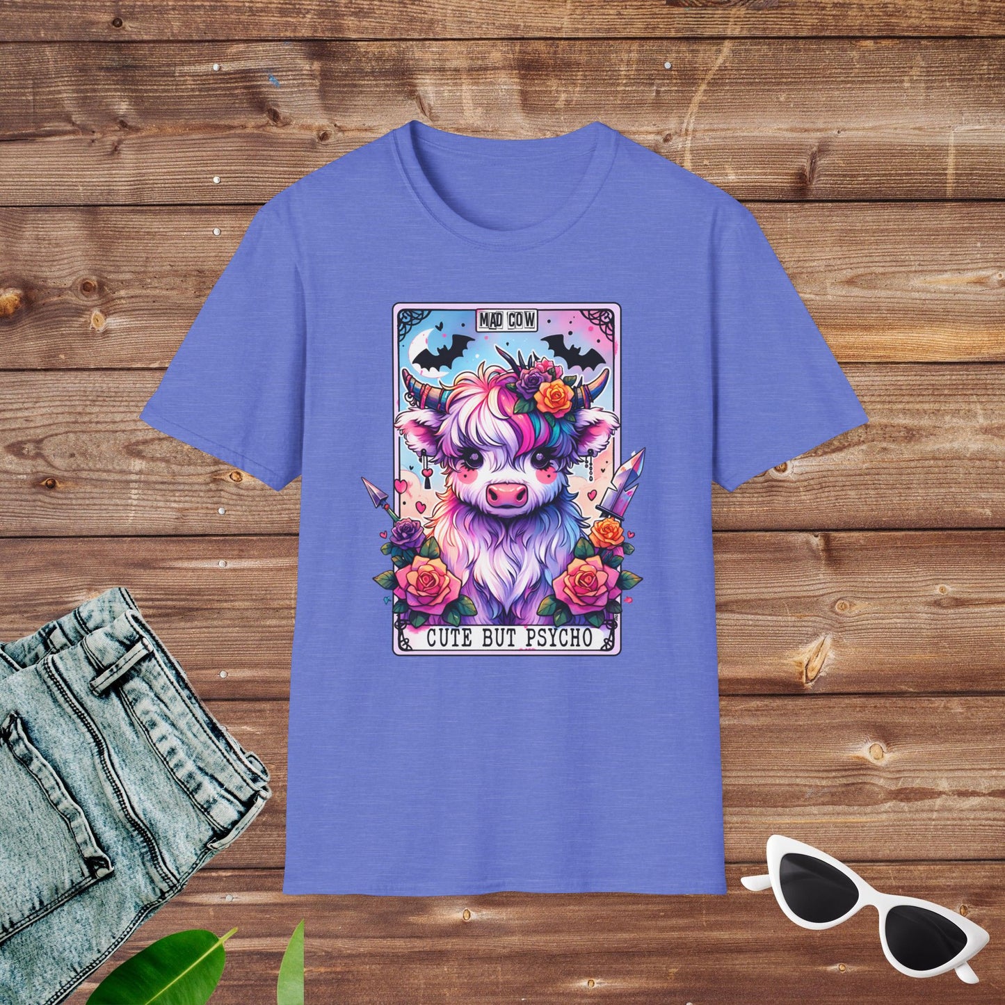 Pastel Goth Highland Cow Cute but Psycho Tarot T Shirt