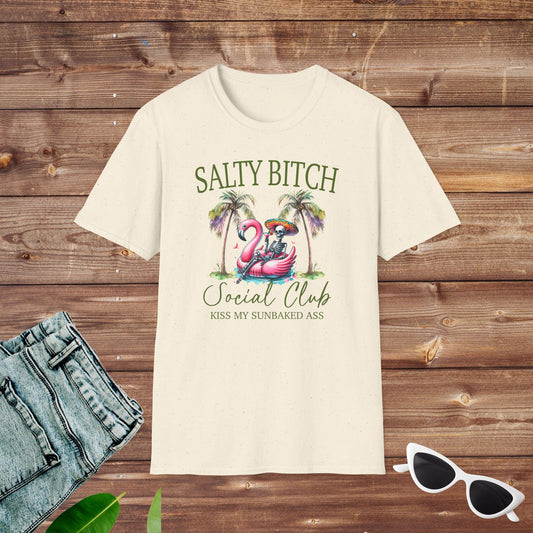 Salty Bitch Beach Skeleton Flamingo Tarot T Shirt