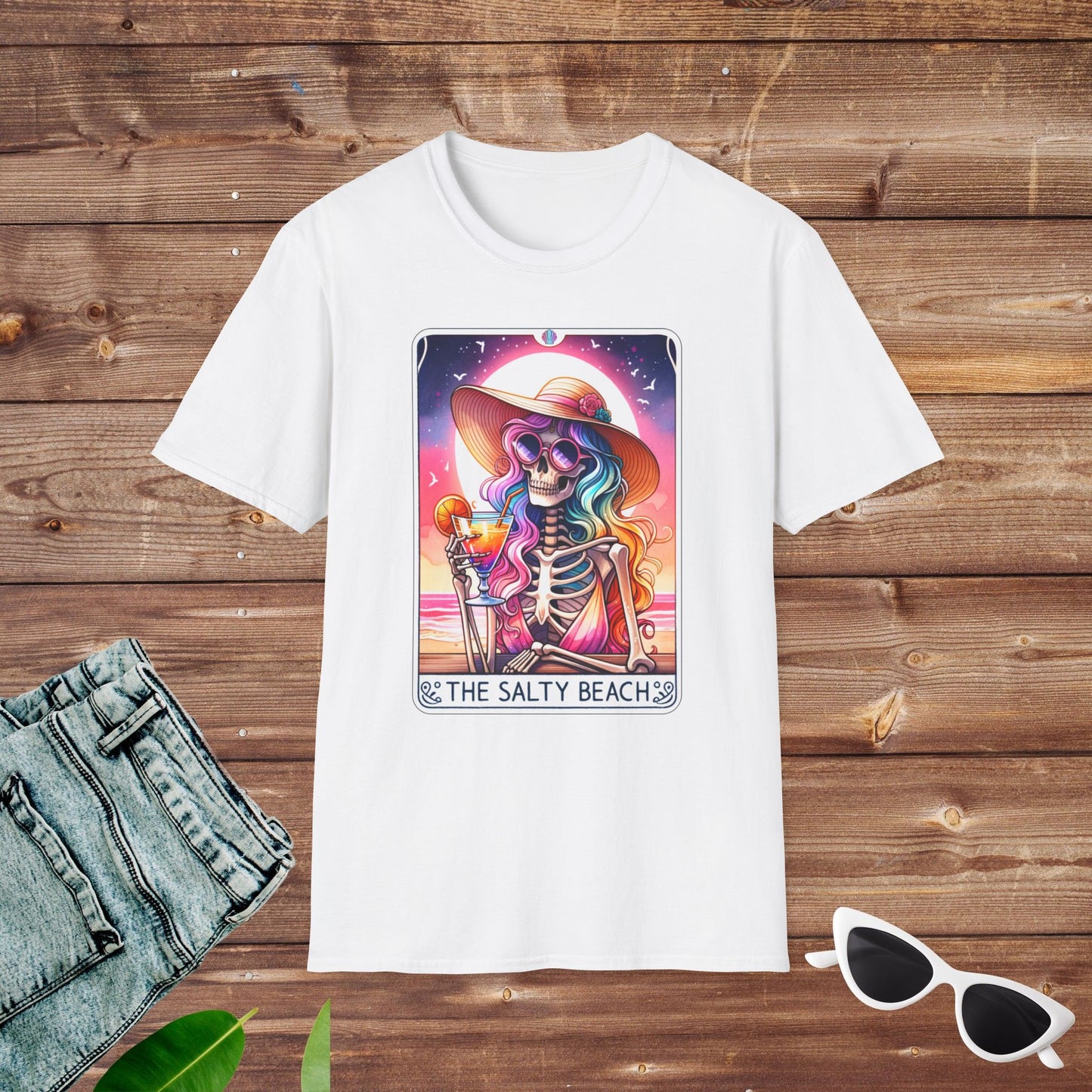 Salty Beach Skeleton Tarot T Shirt