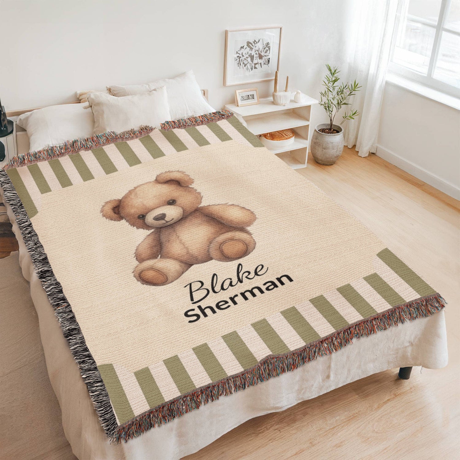 Personalized Baby Blanket | Teddy Bear Cotton Throw