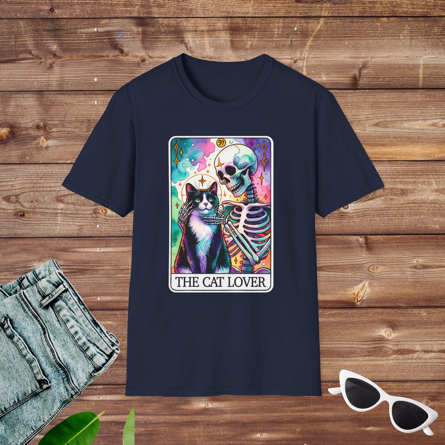 The Cat Lover Black Cat Skeleton Tarot T Shirt