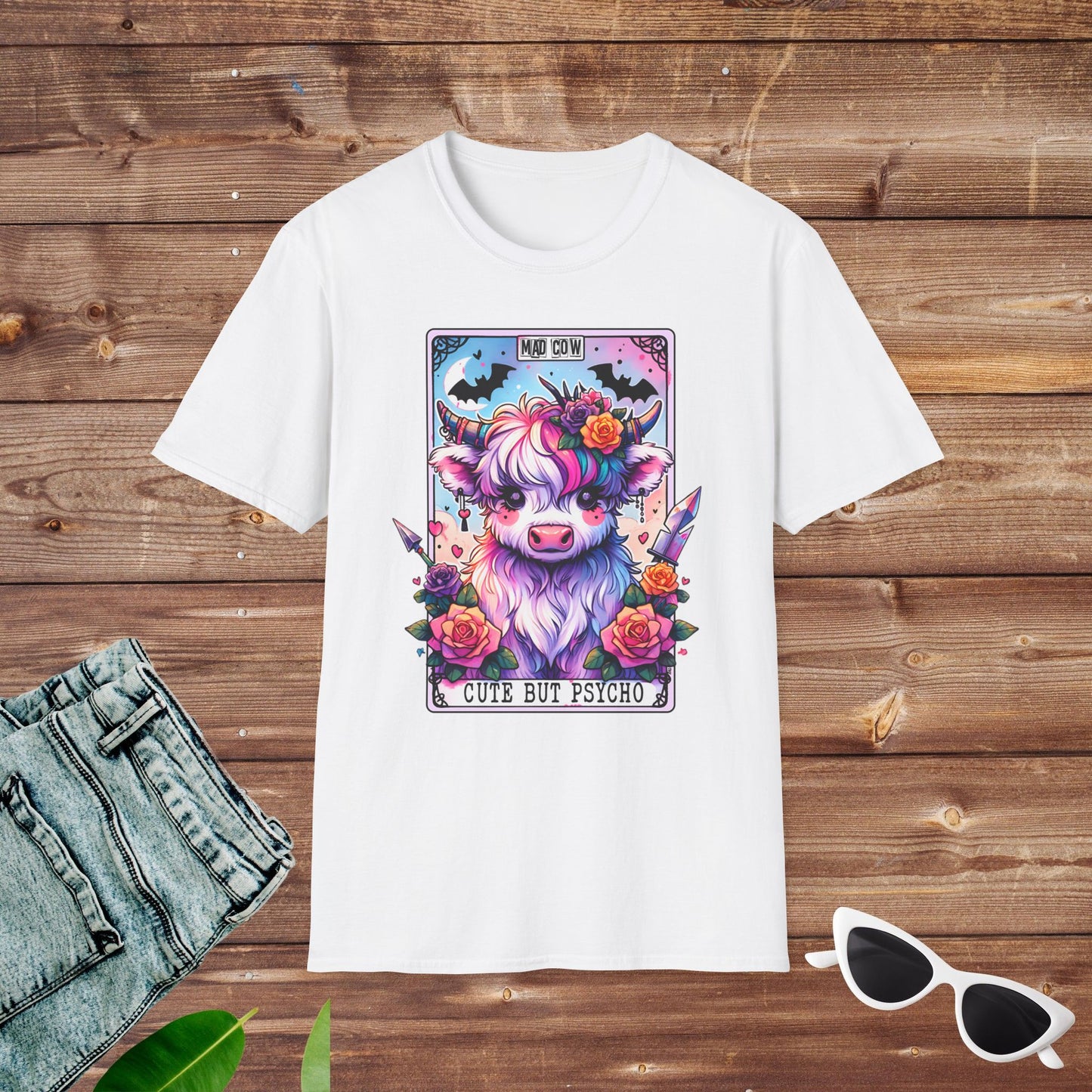 Pastel Goth Highland Cow Cute but Psycho Tarot T Shirt