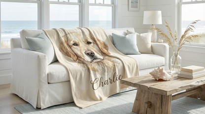 Personalized Dog Breed Blanket | Custom Pet Name Watercolor Throw