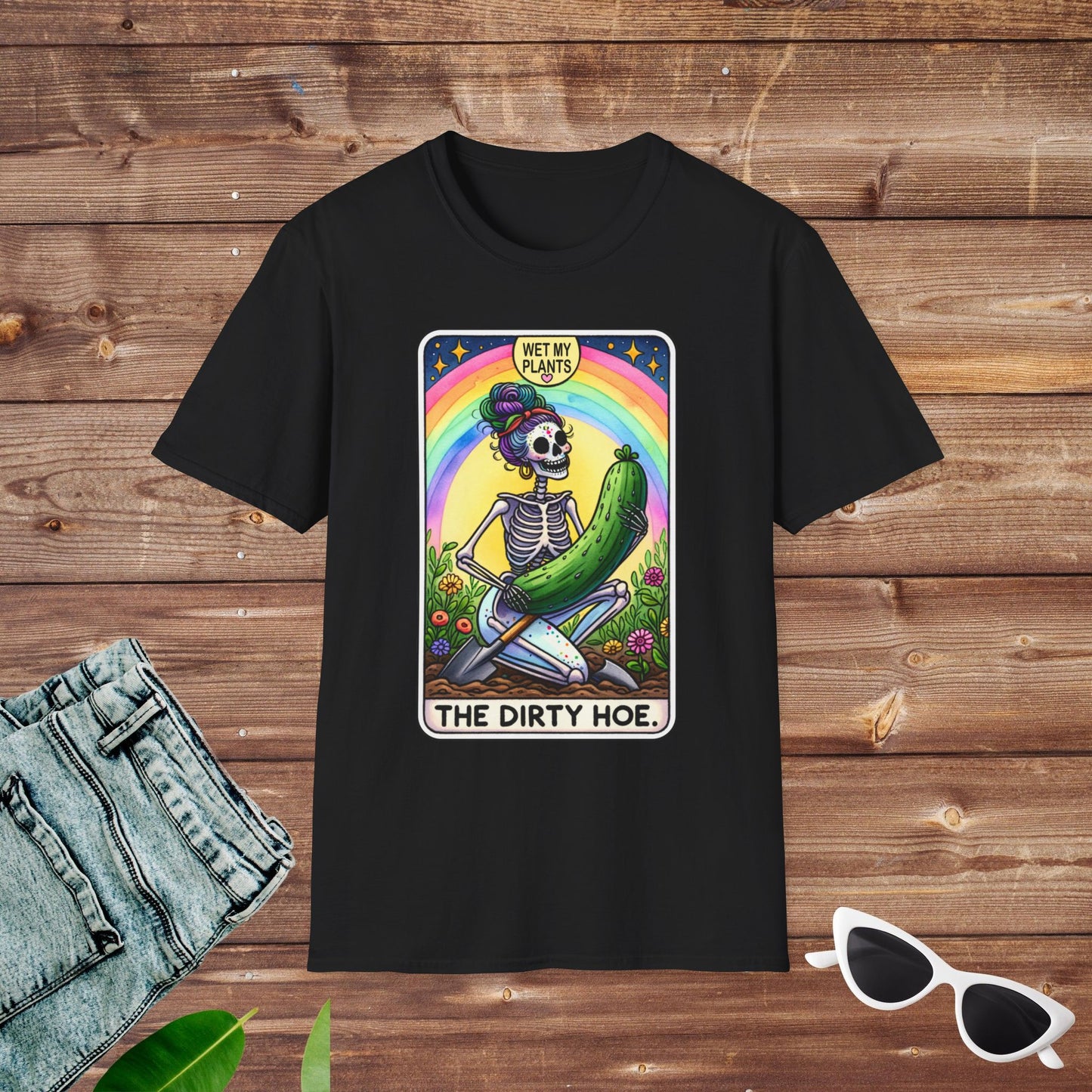 Dirty Hoe Gardener Plant Lover Witch Skeleton Tarot T Shirt