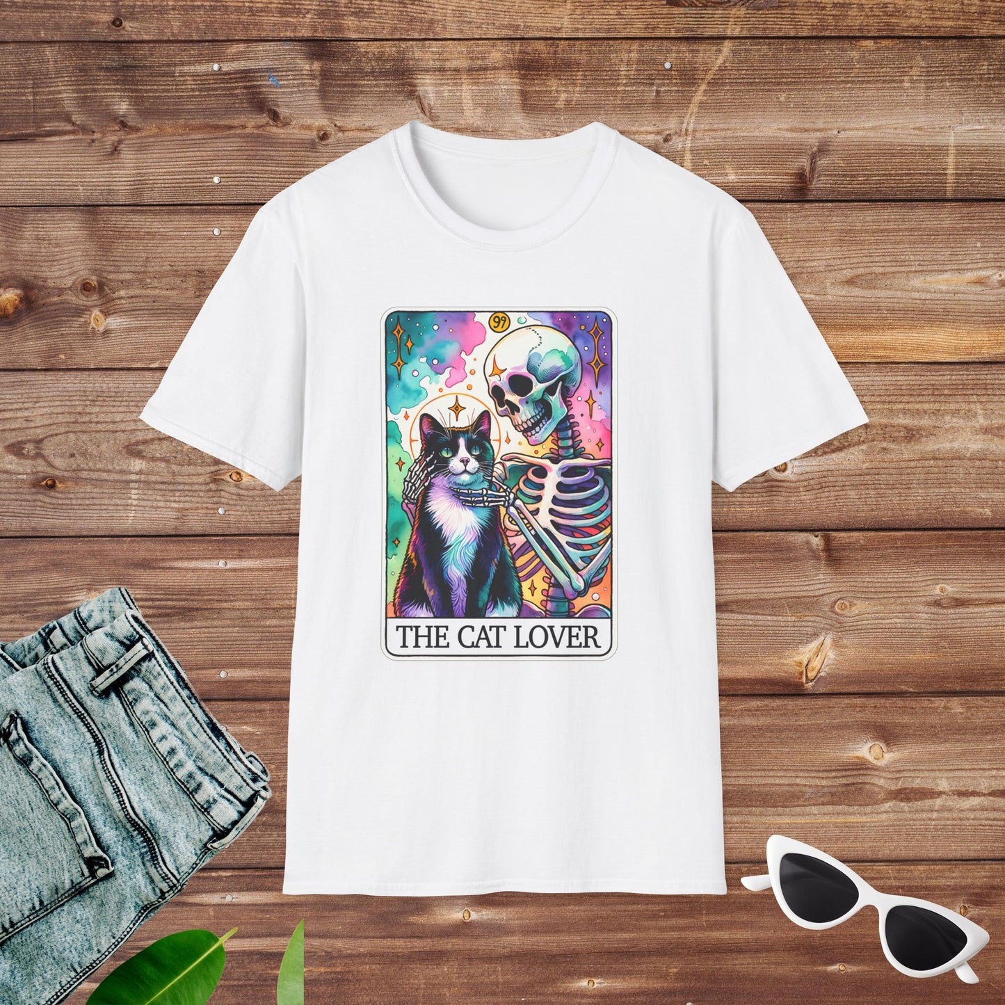 The Cat Lover Black Cat Skeleton Tarot T Shirt