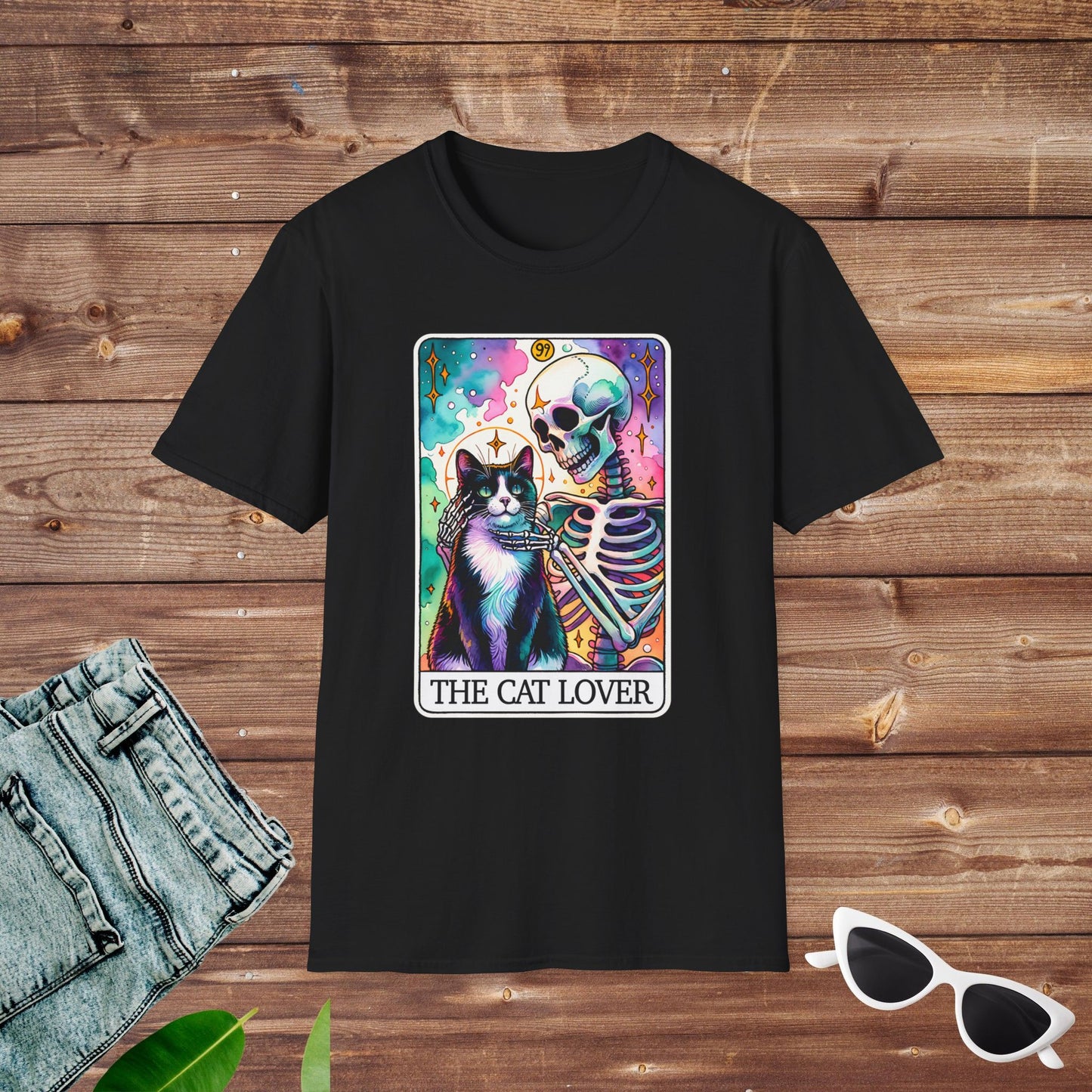 The Cat Lover Black Cat Skeleton Tarot T Shirt