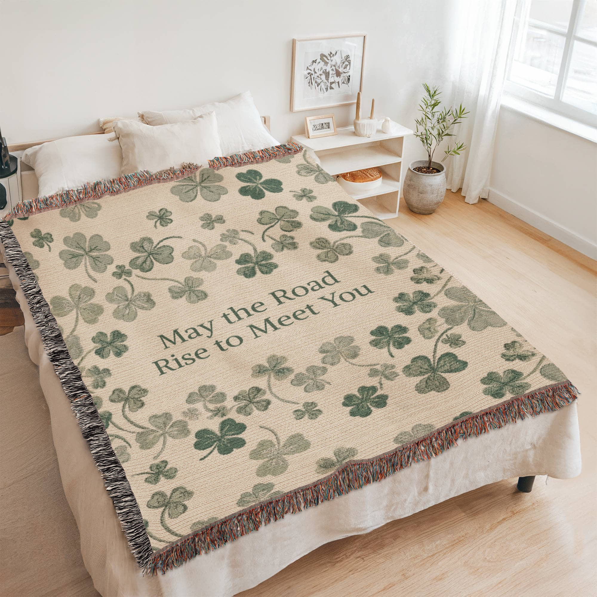 Irish Blessing Blanket  Gift| Shamrock Cotton Throw