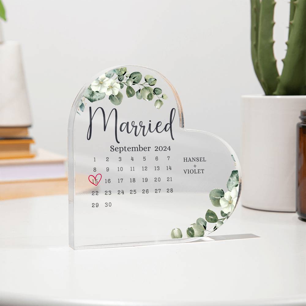 Personalized Wedding Gift - Married Calendar Acrylic Plaque