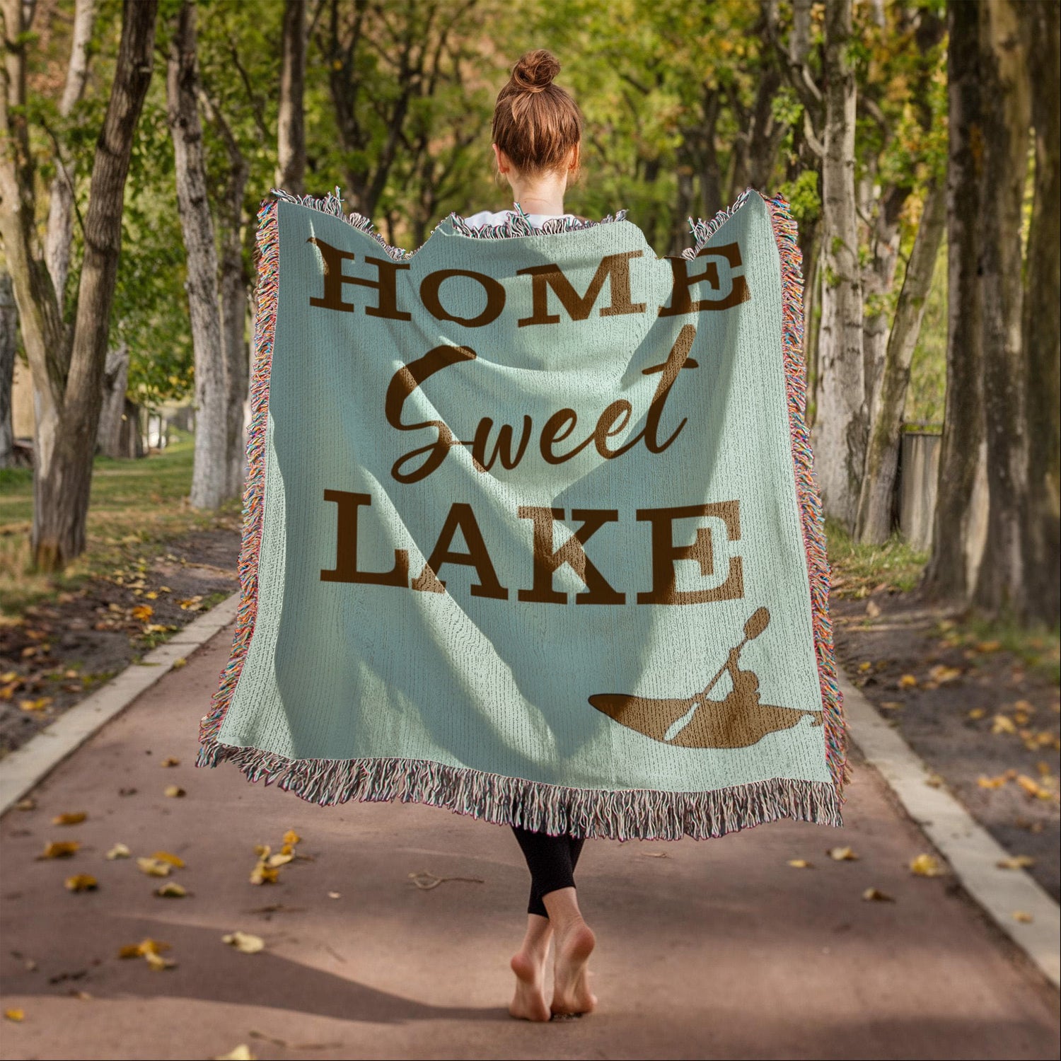 Personalized Lake House Blanket | Home Sweet Lake Cotton Throw | Custom Name | Kayak Cabin Lodge Heirloom Housewarming Gift