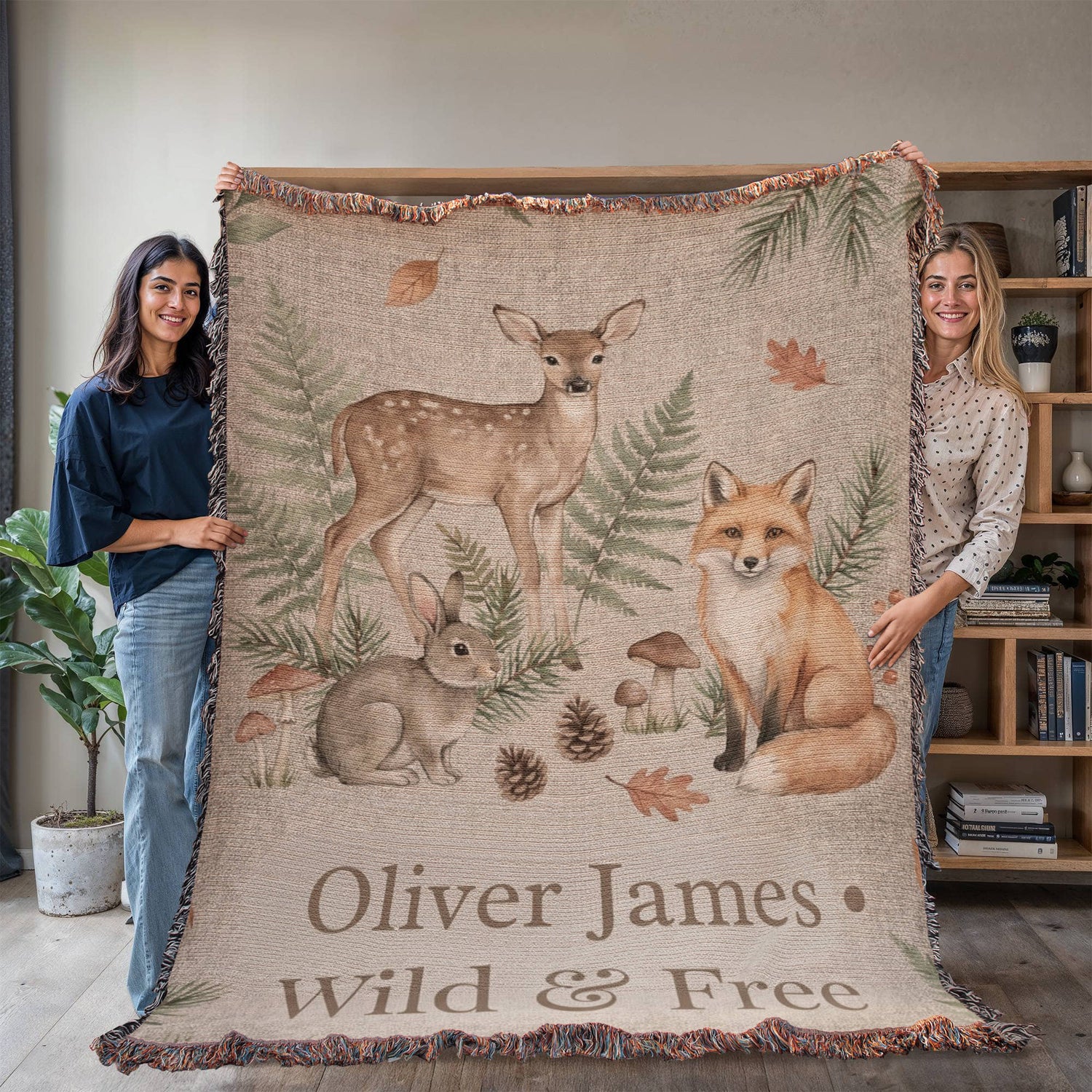 Personalized Baby Blanket | Woodland Animals Cotton Throw