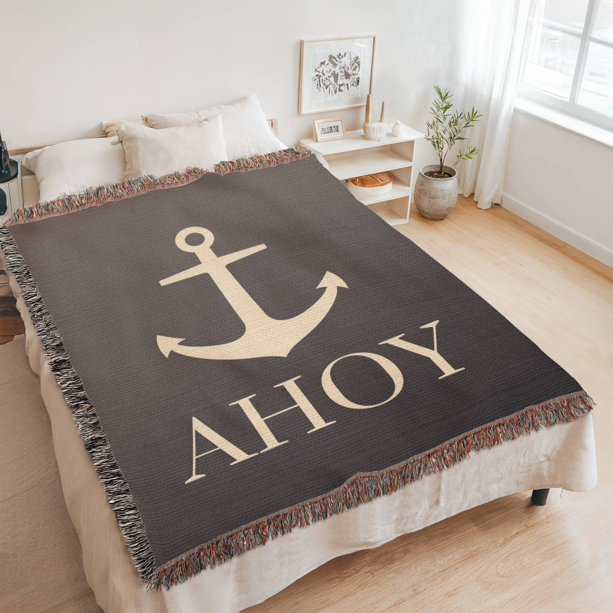 Personalized Nautical Blanket | Anchor Cotton Throw